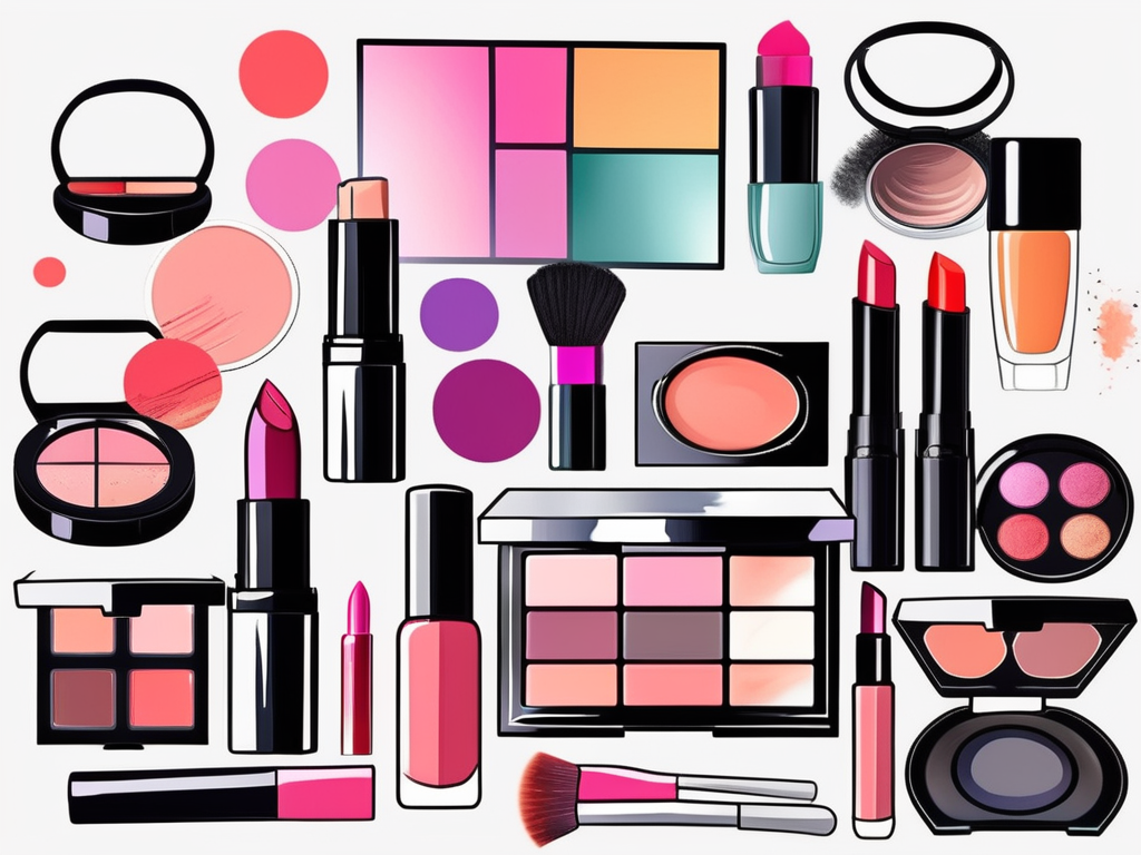 A variety of makeup products such as lipstick