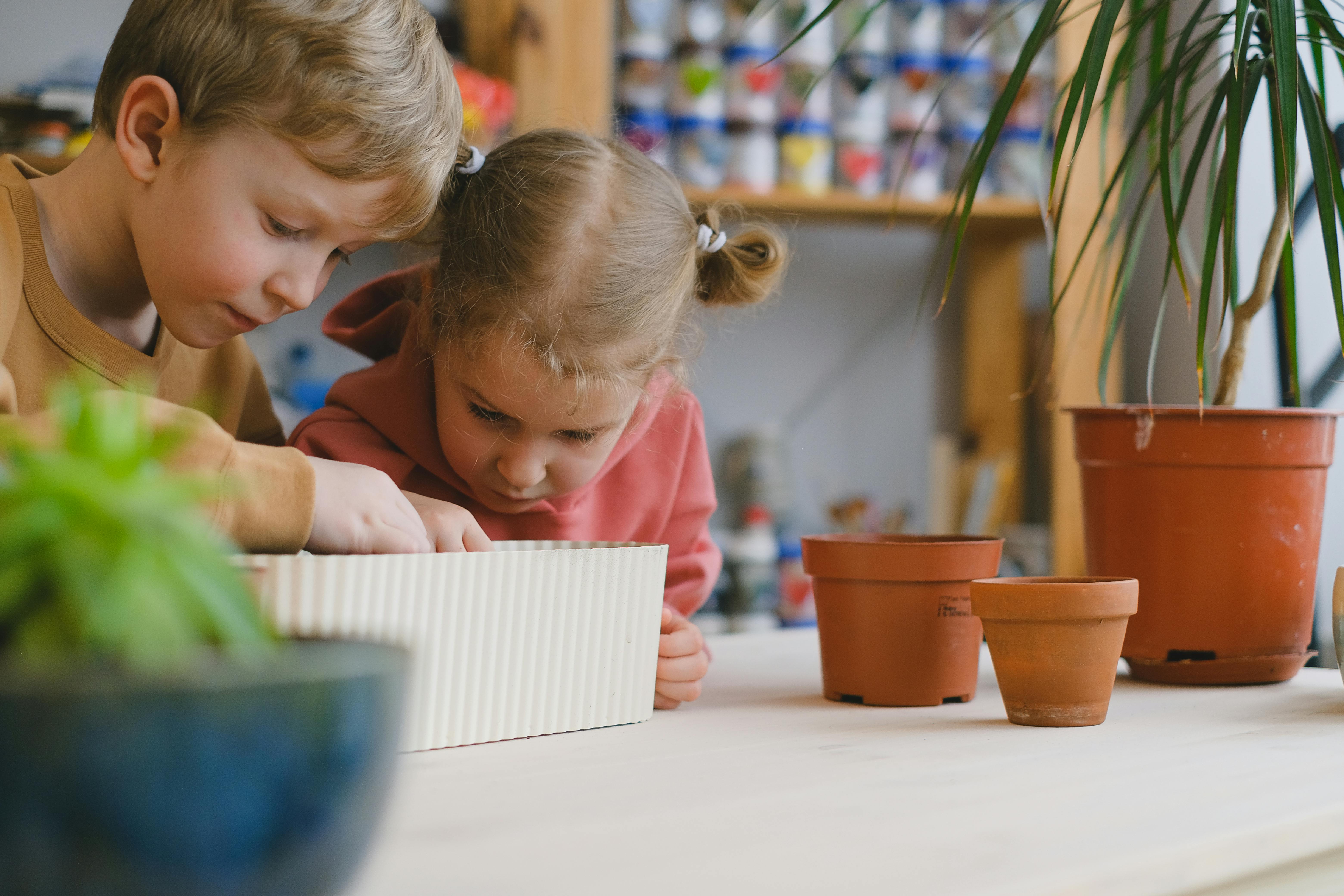 Children planting flowers