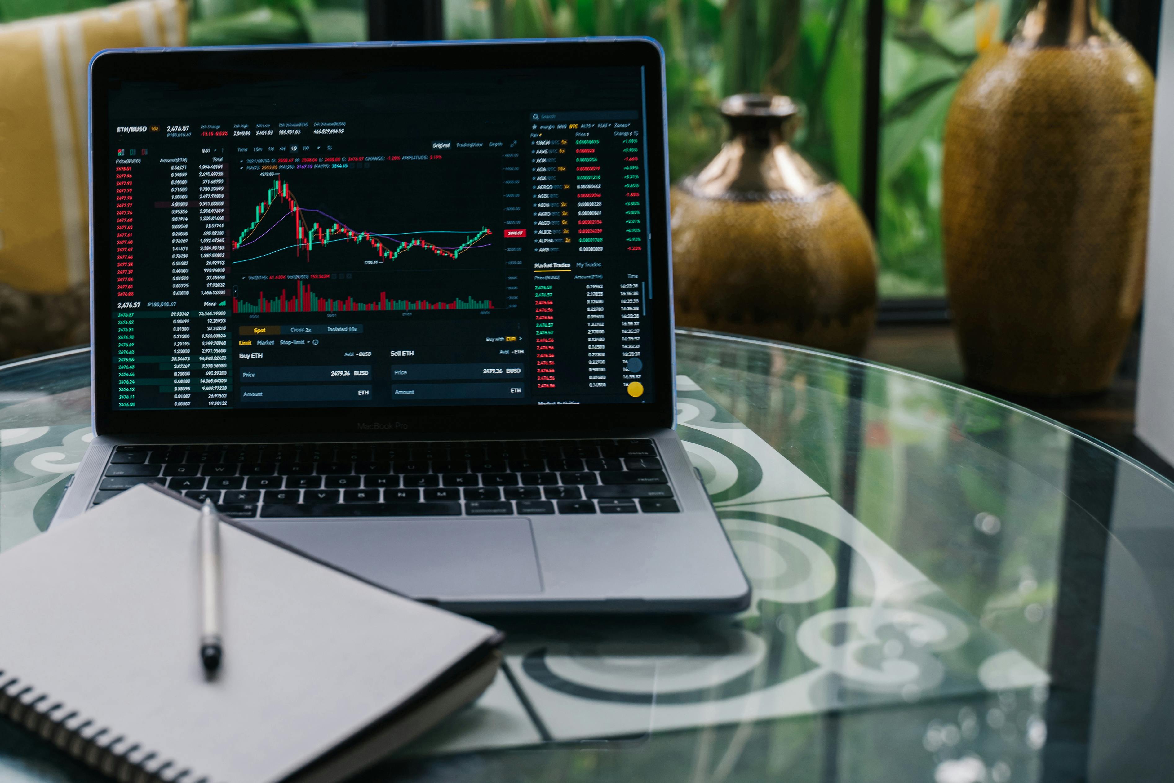 Cryptocurrency Chart Displayed on a Laptop