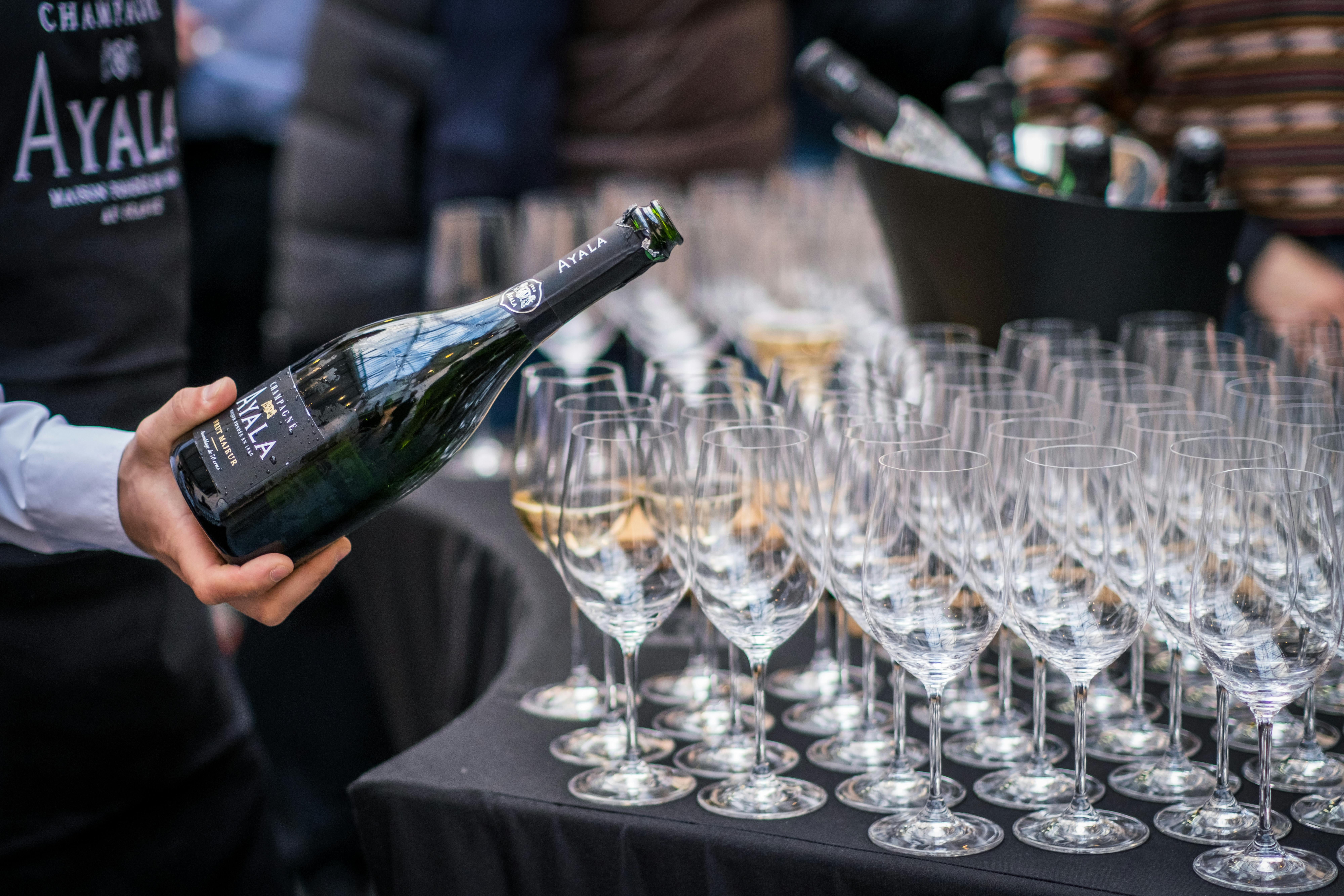 Person Holding a Champagne Bottle
