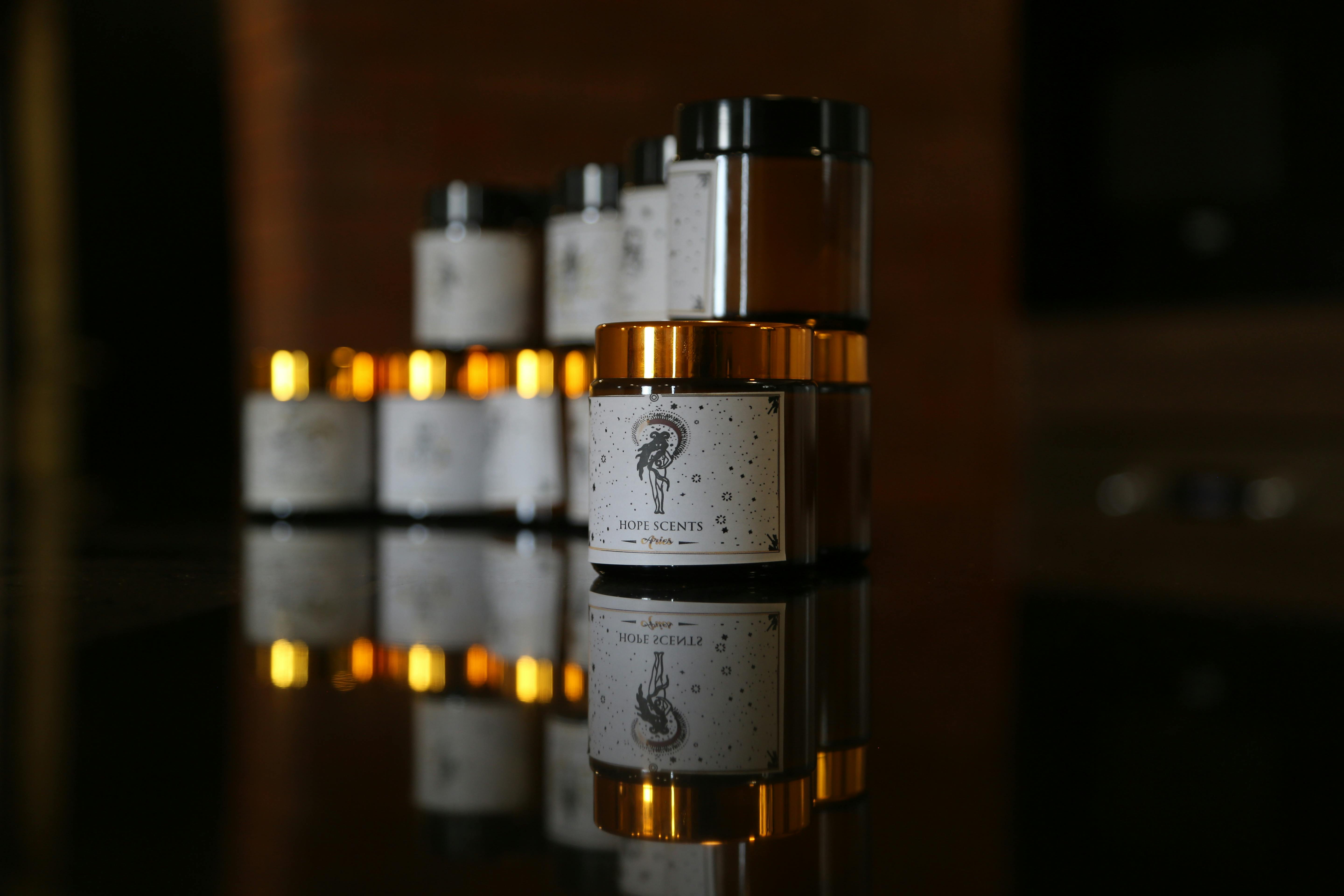 Glass Containers with Scented Candles