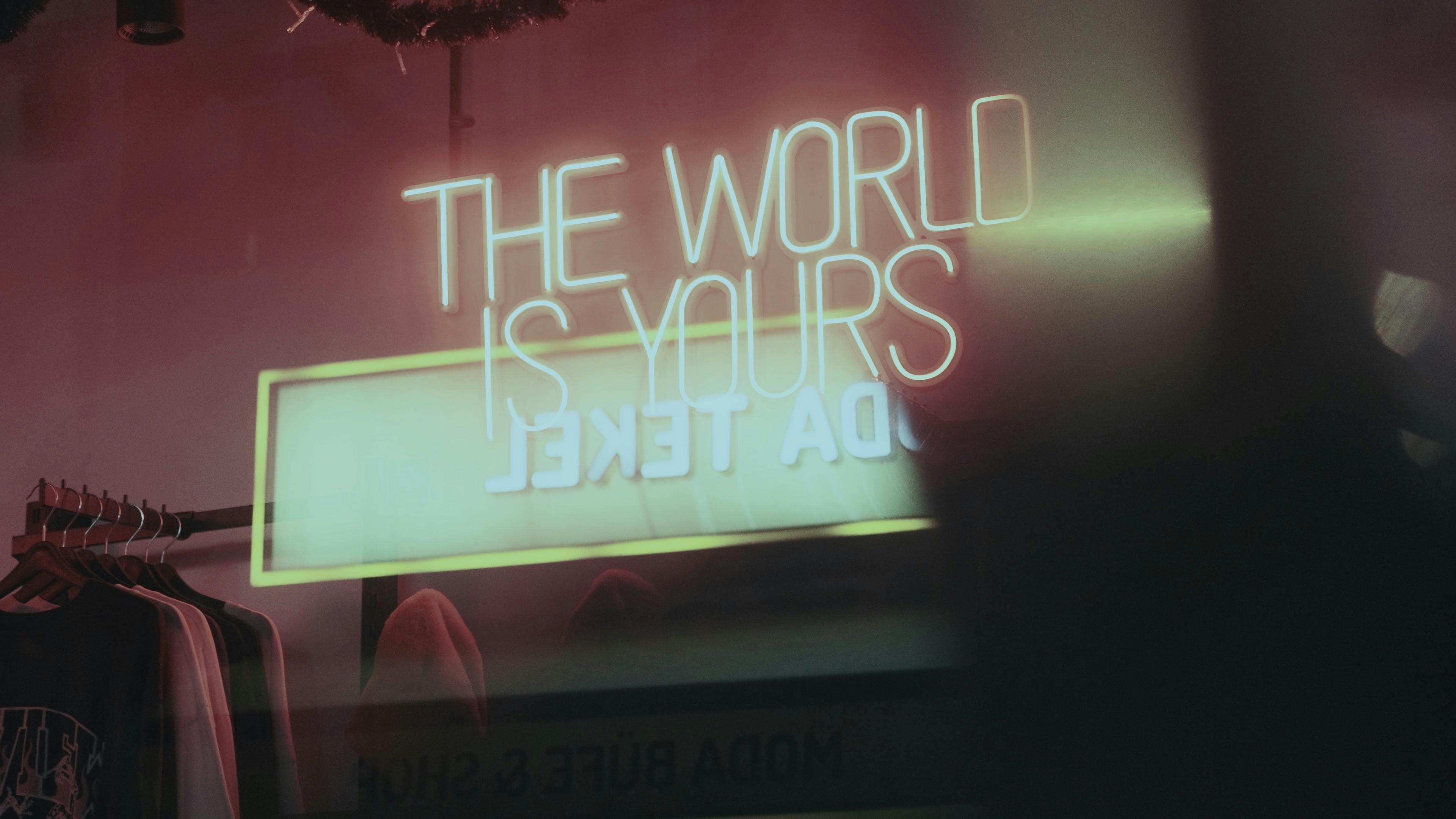 Illuminated Neon Sign in a Store