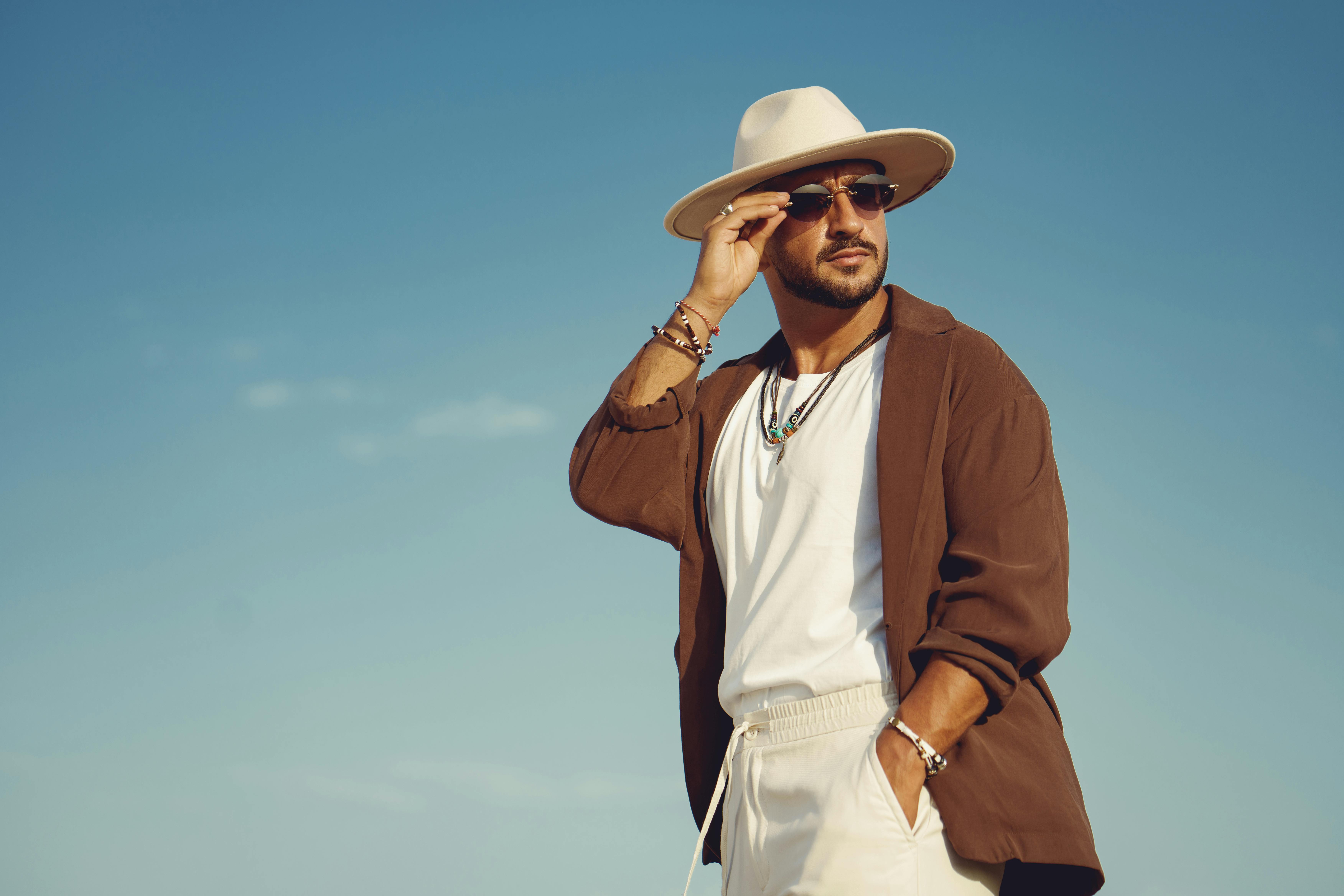 Men with grooming products