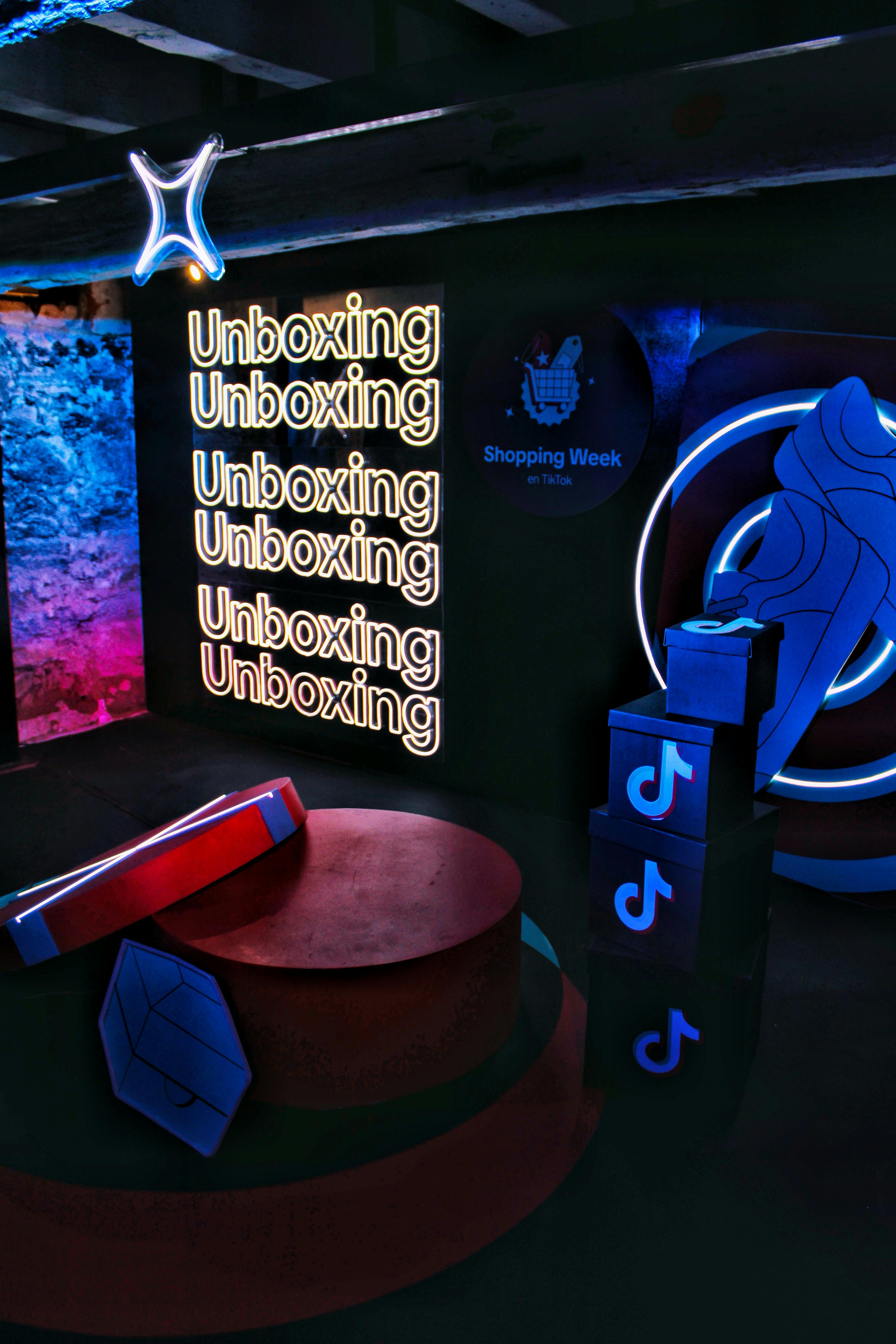 Colorful Unboxing Event with Neon Lights