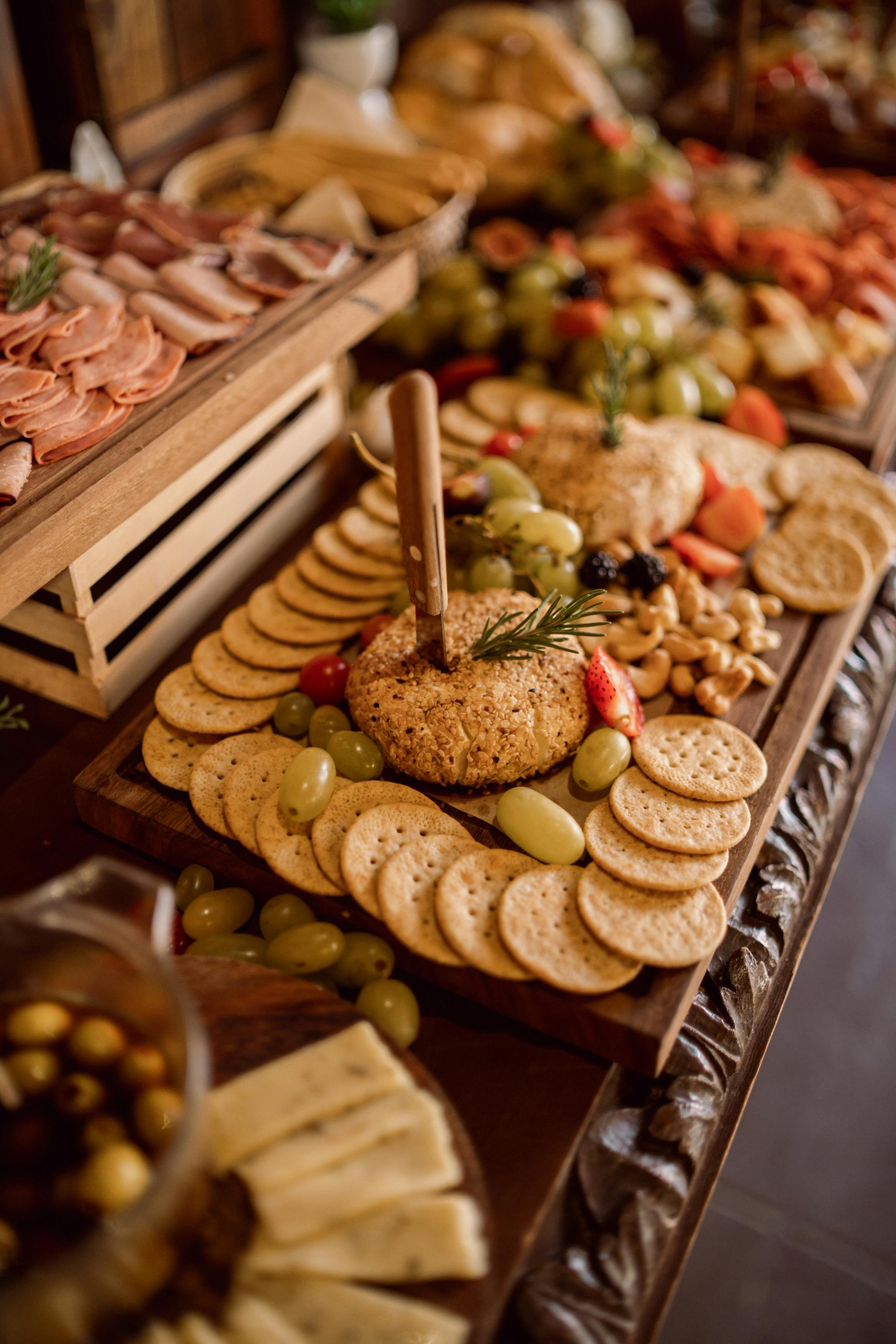 Delicious Grazing Table with Cheeses and Cold Meats