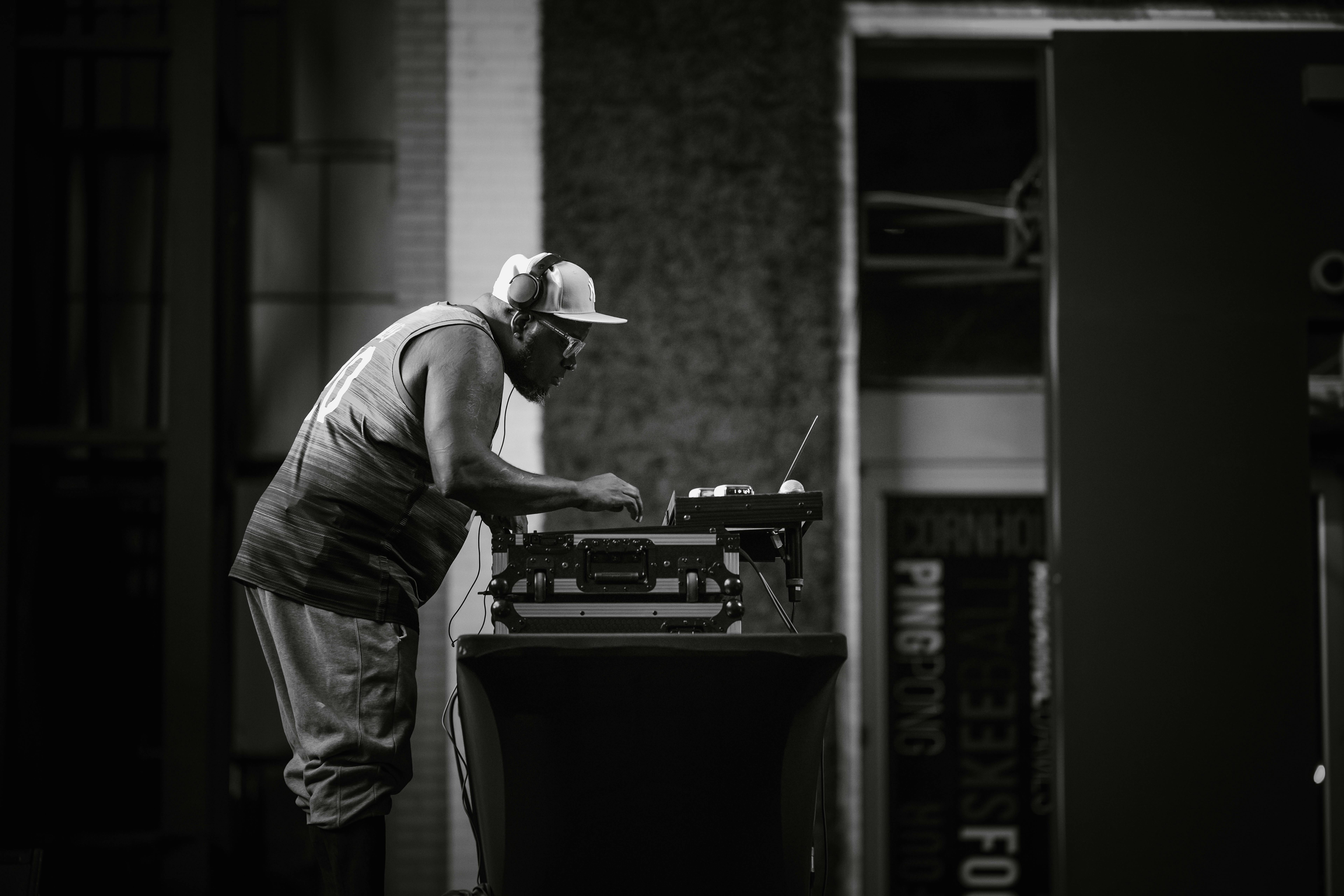 DJ Performing Live Set in Urban Environment