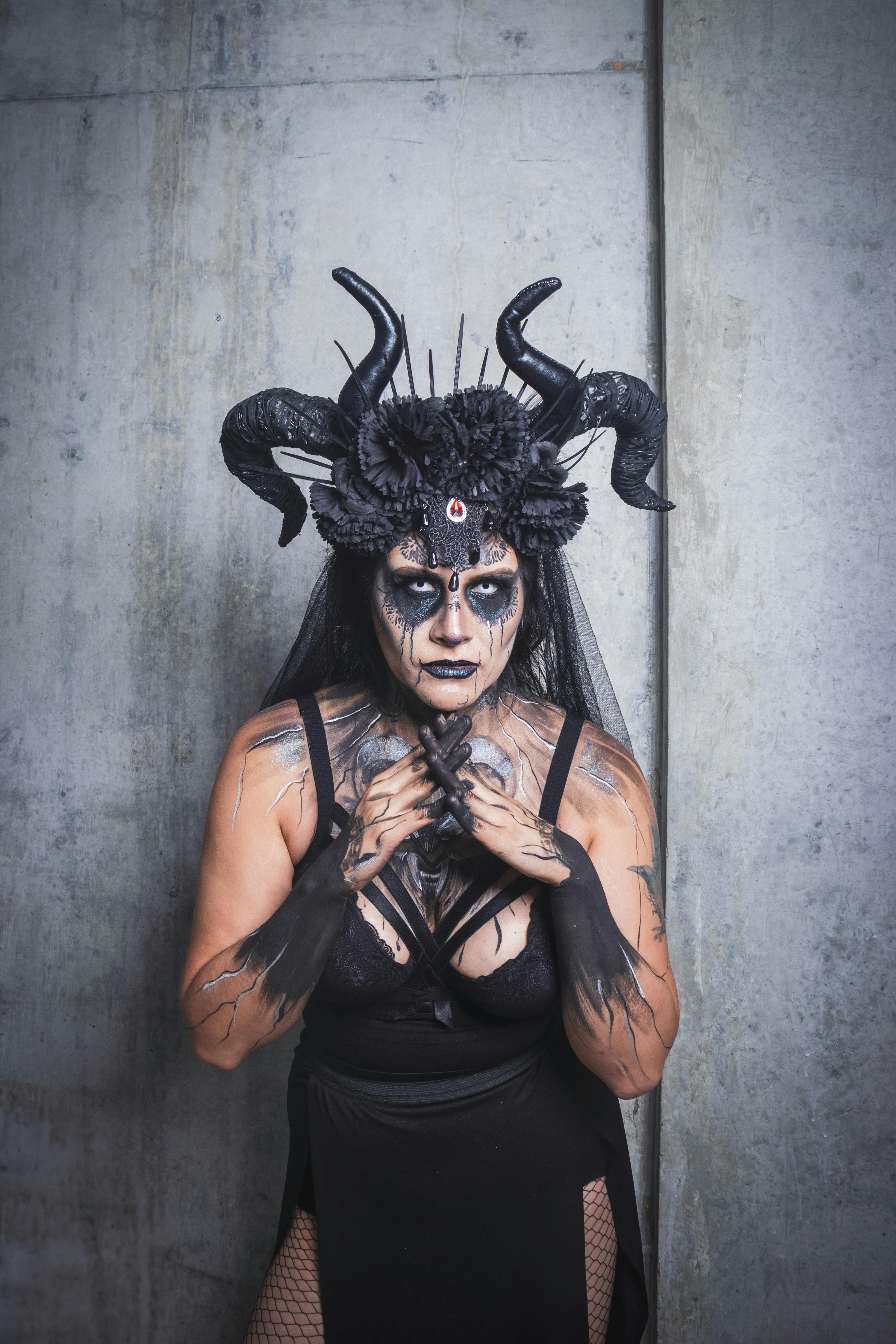 Dark Themed Costume Portrait with Intricate Makeup