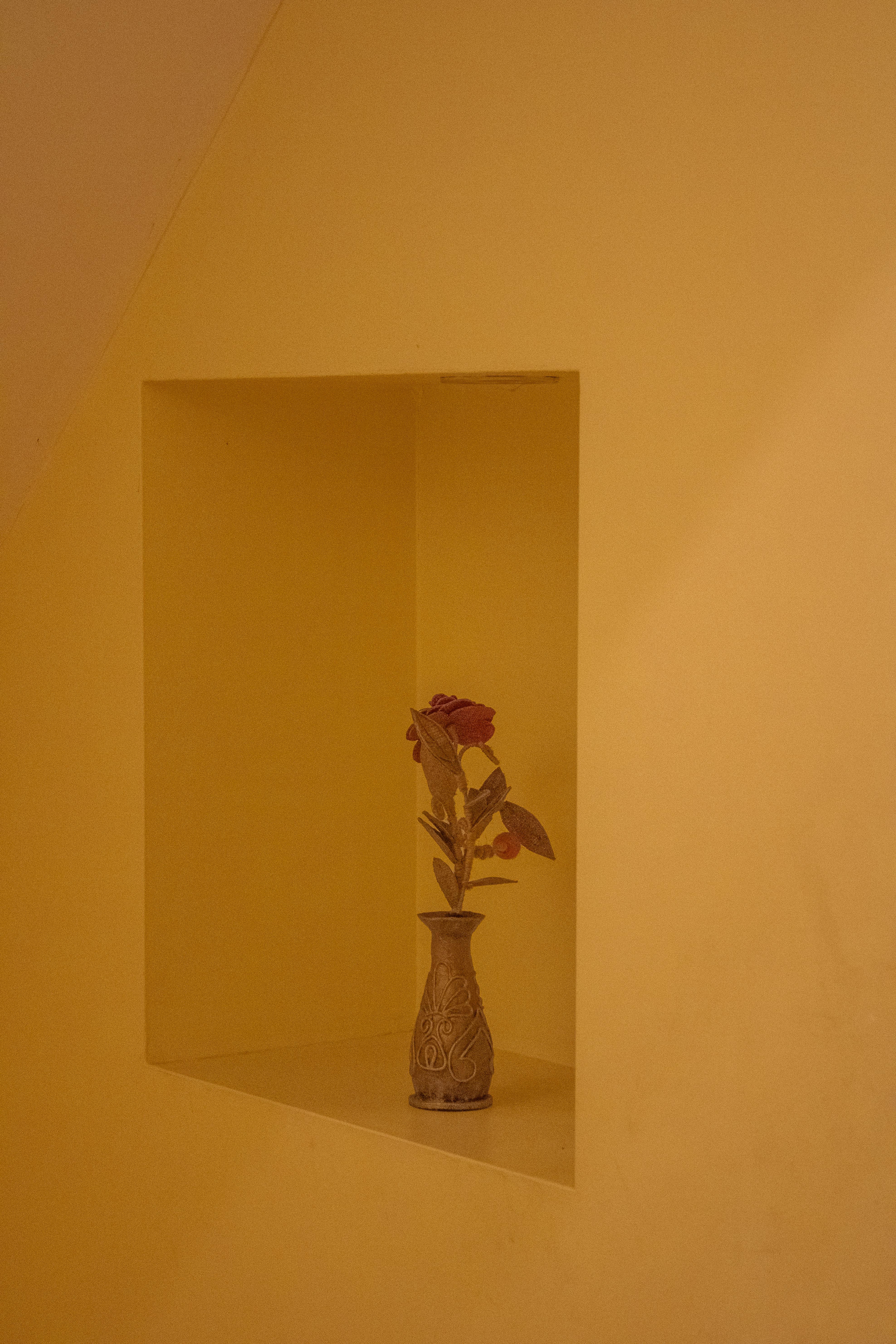 Elegant Rose Vase in Minimalist Niche Display