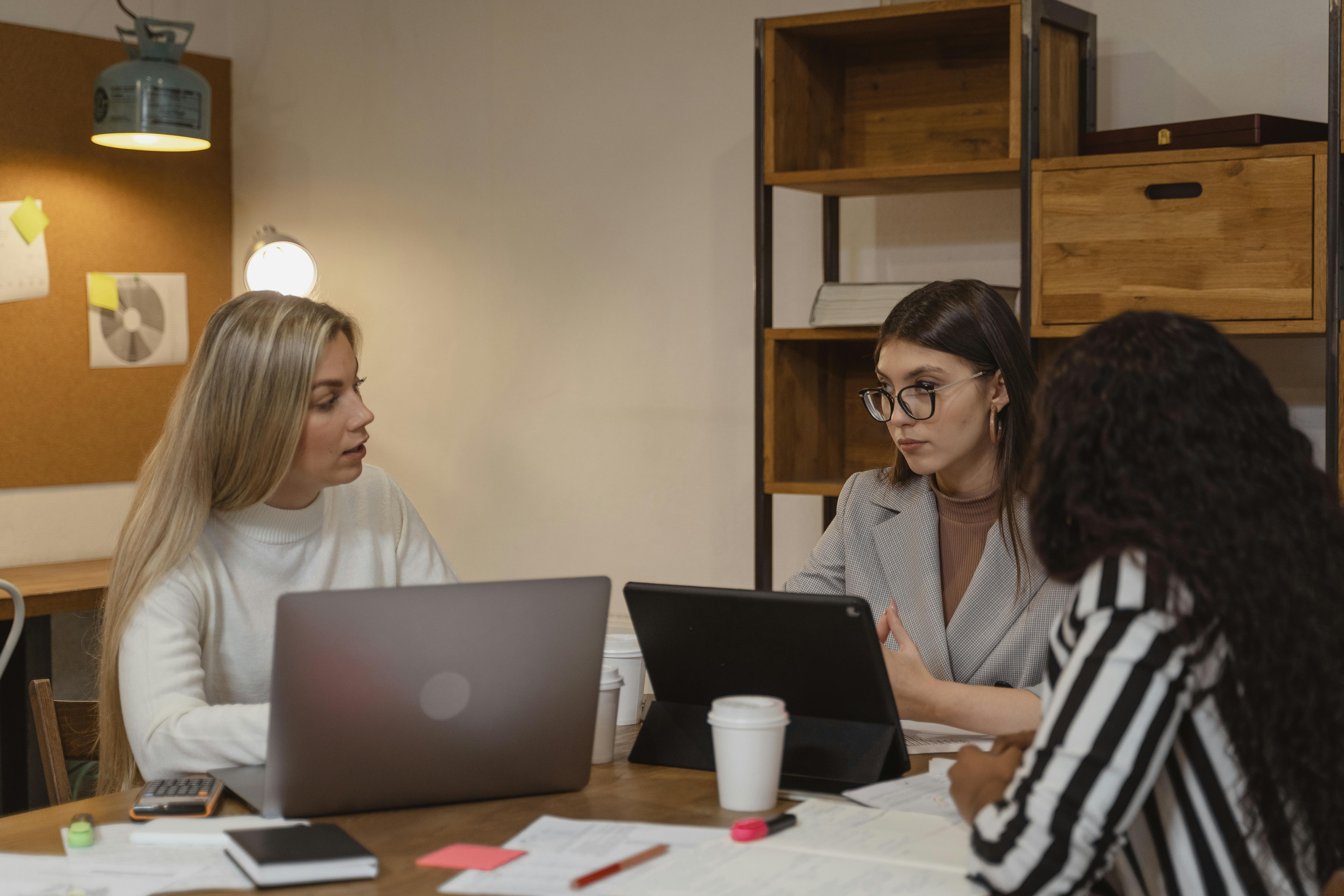 Women Having a Conversation With Laptop 