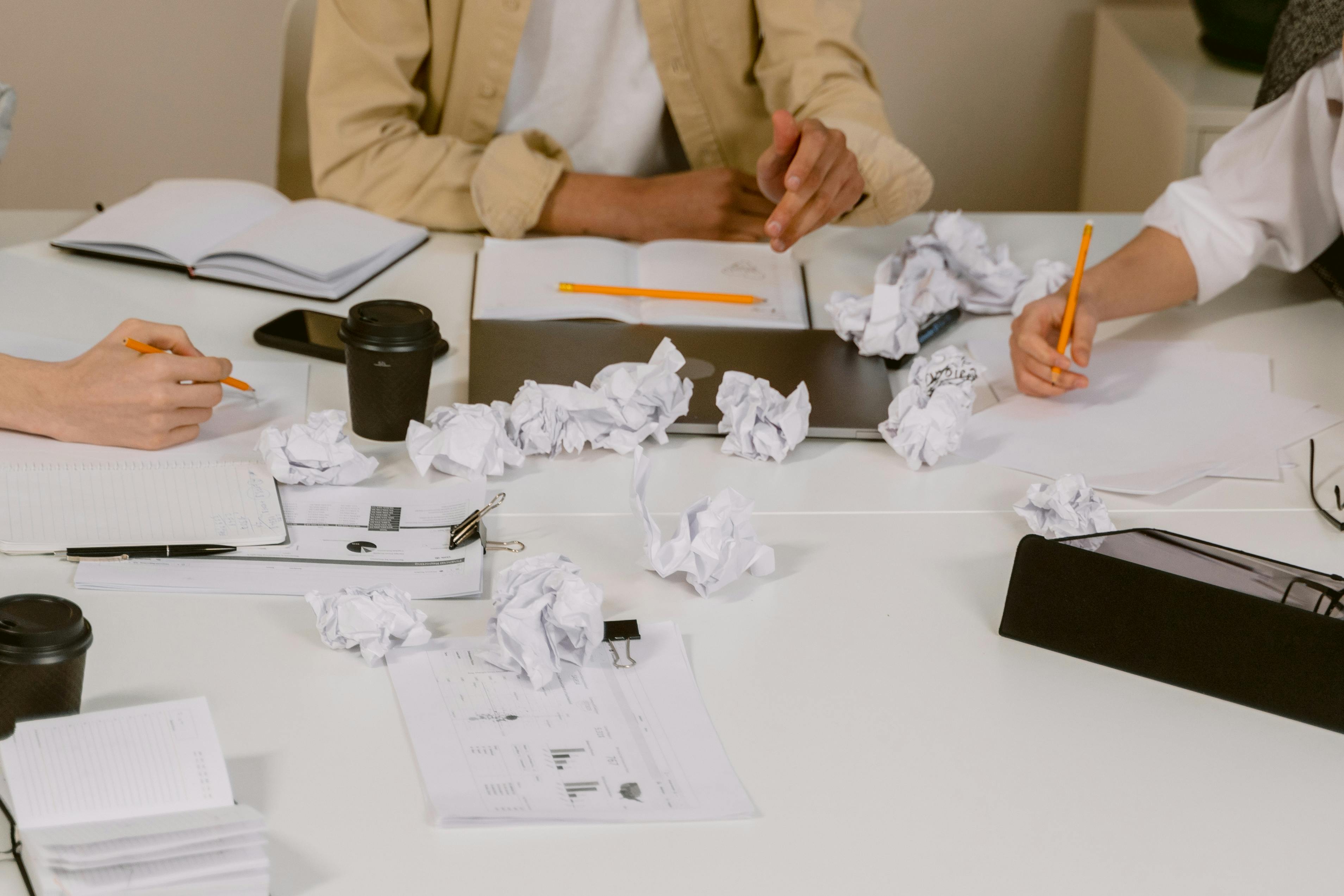 Crumpled Papers on the Table