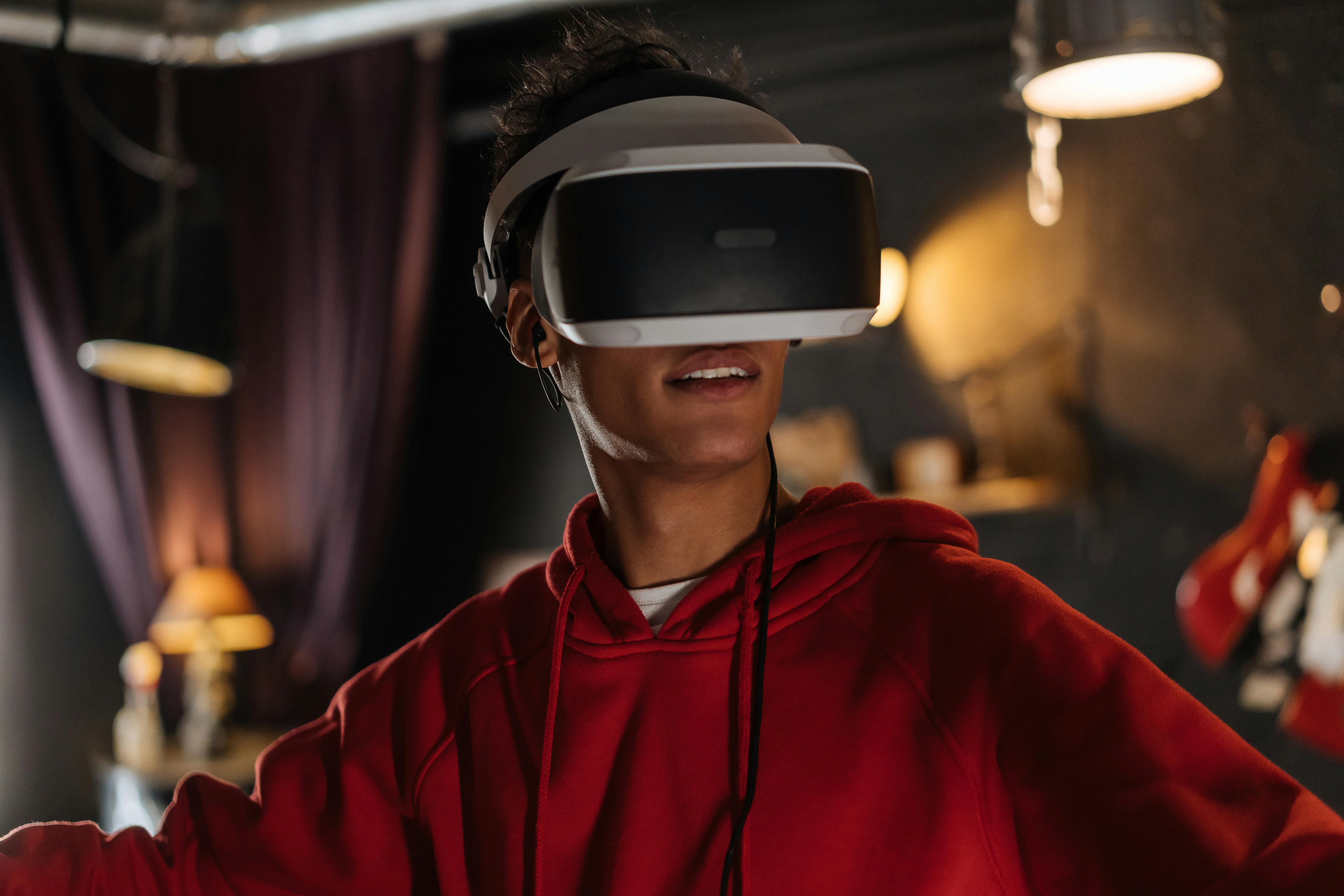 A Man using Virtual Reality Headset