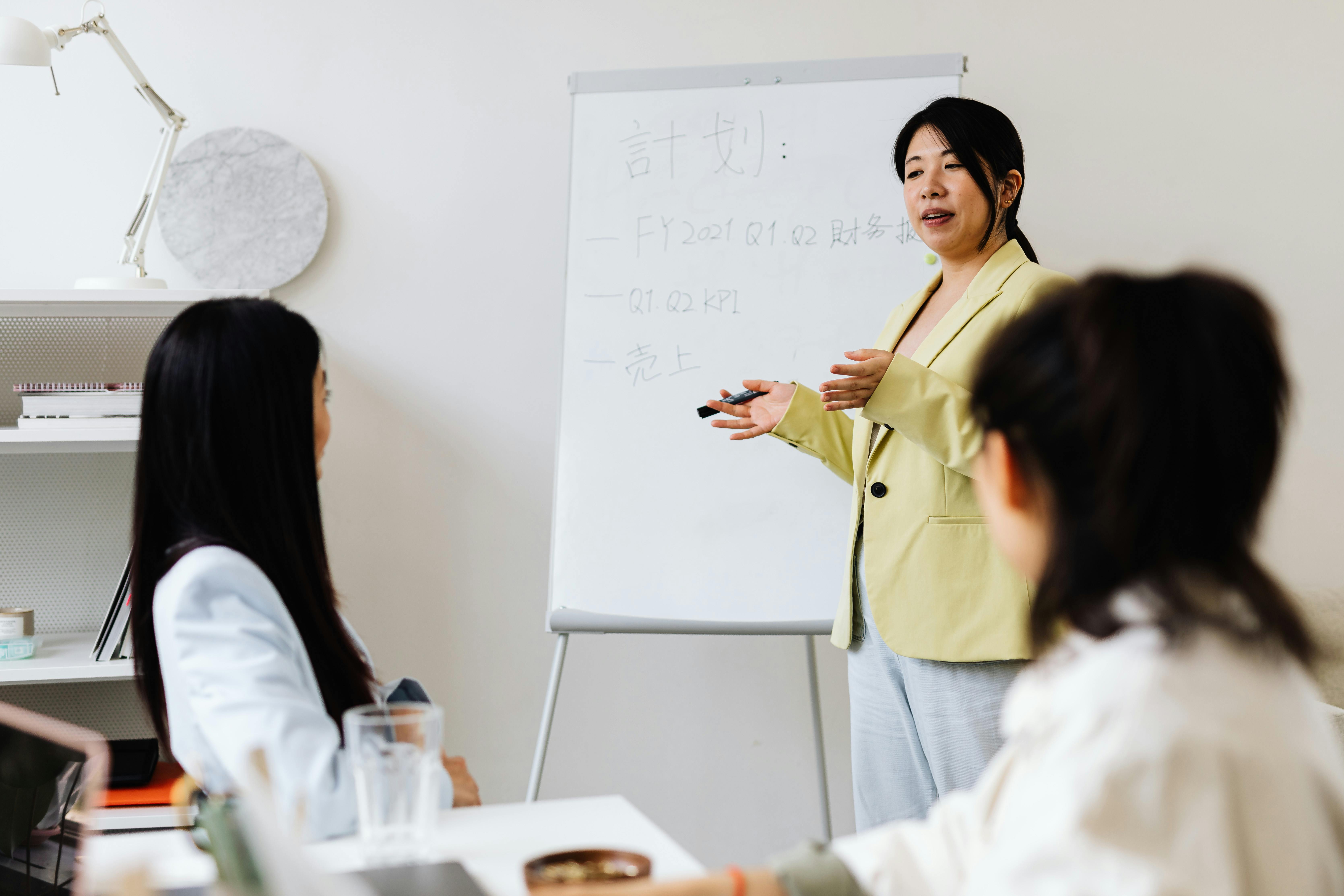 Manager leading a team discussion