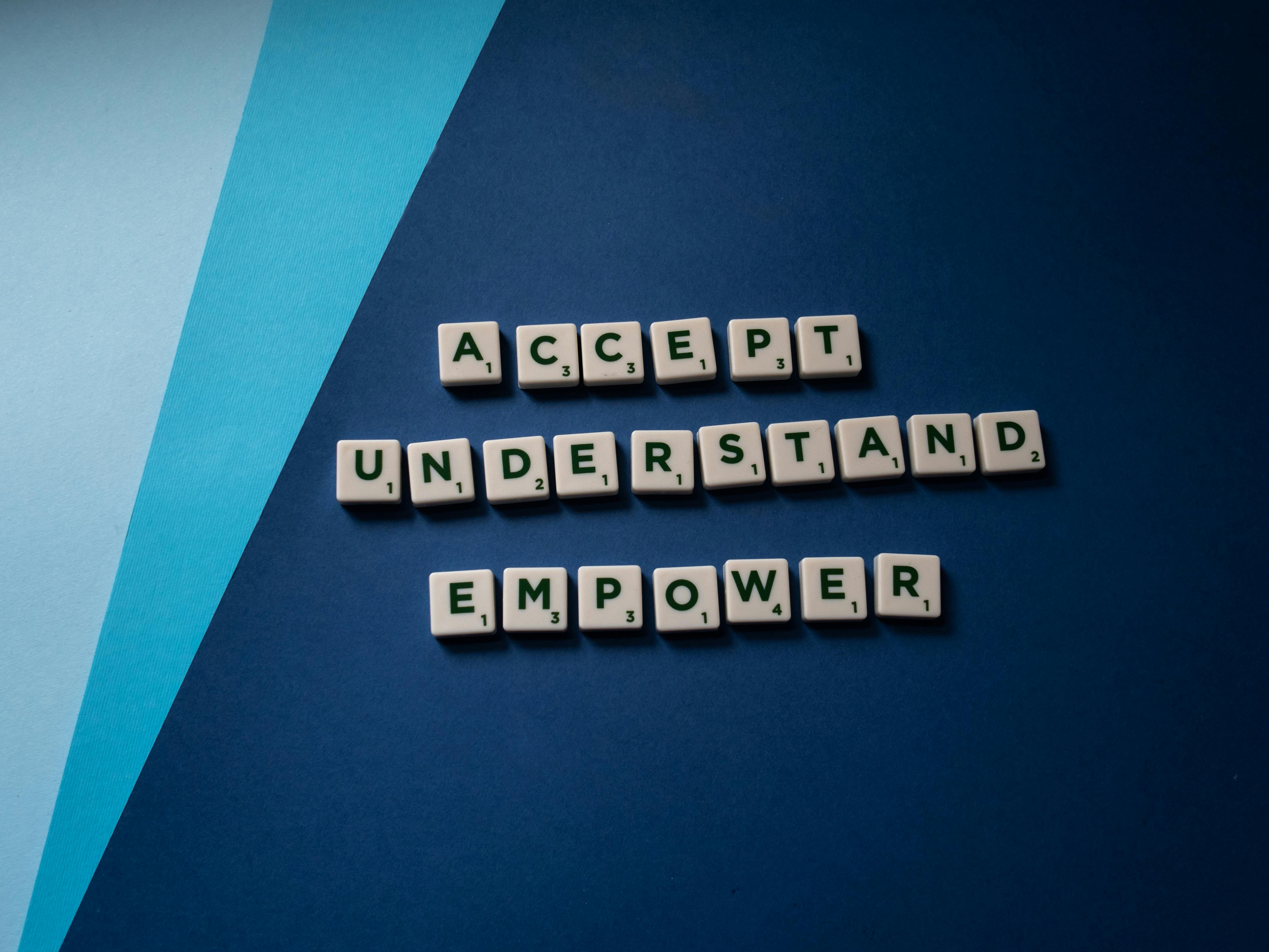 Scrabble Tiles on Blue Background