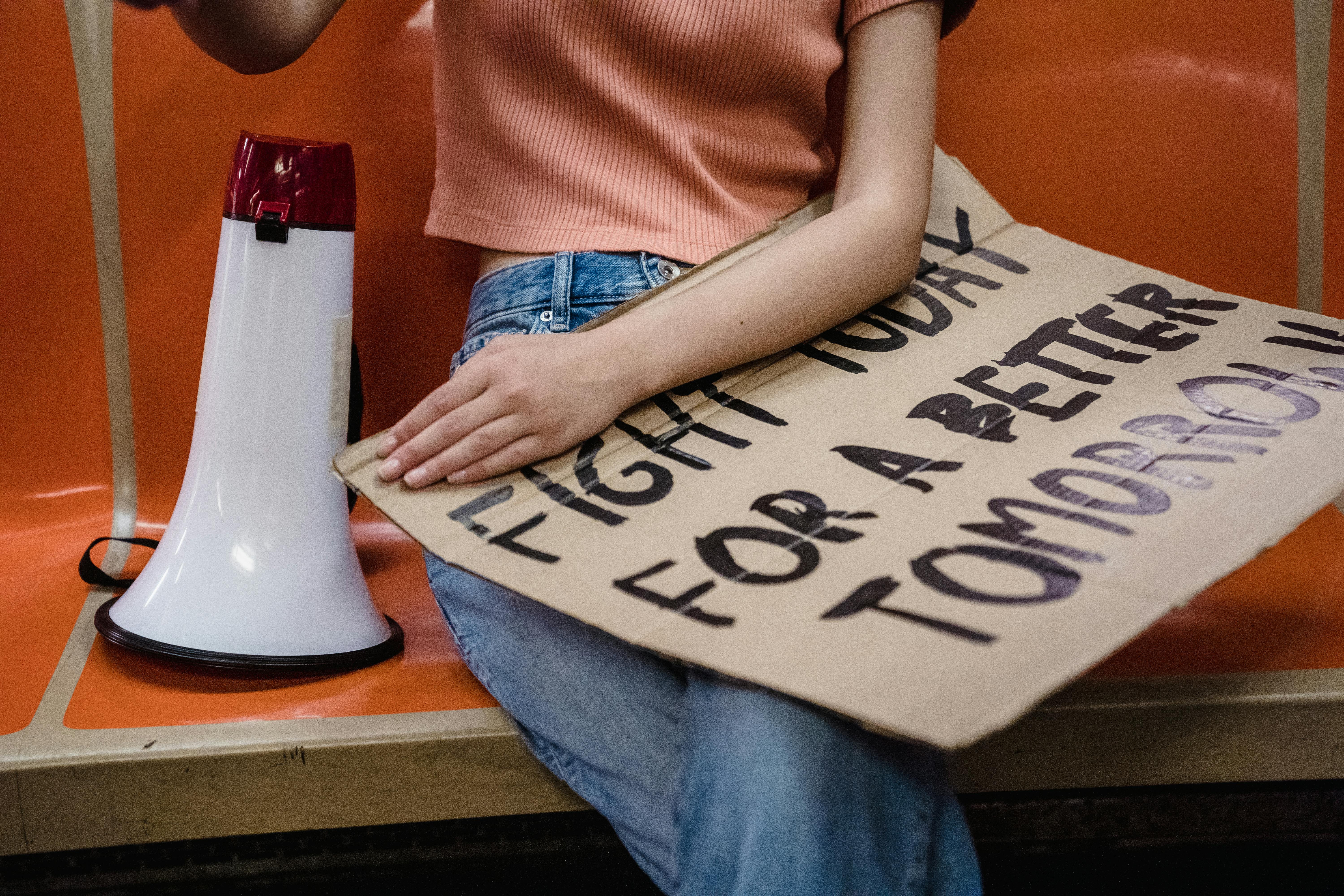 Slogan on a Person's Lap