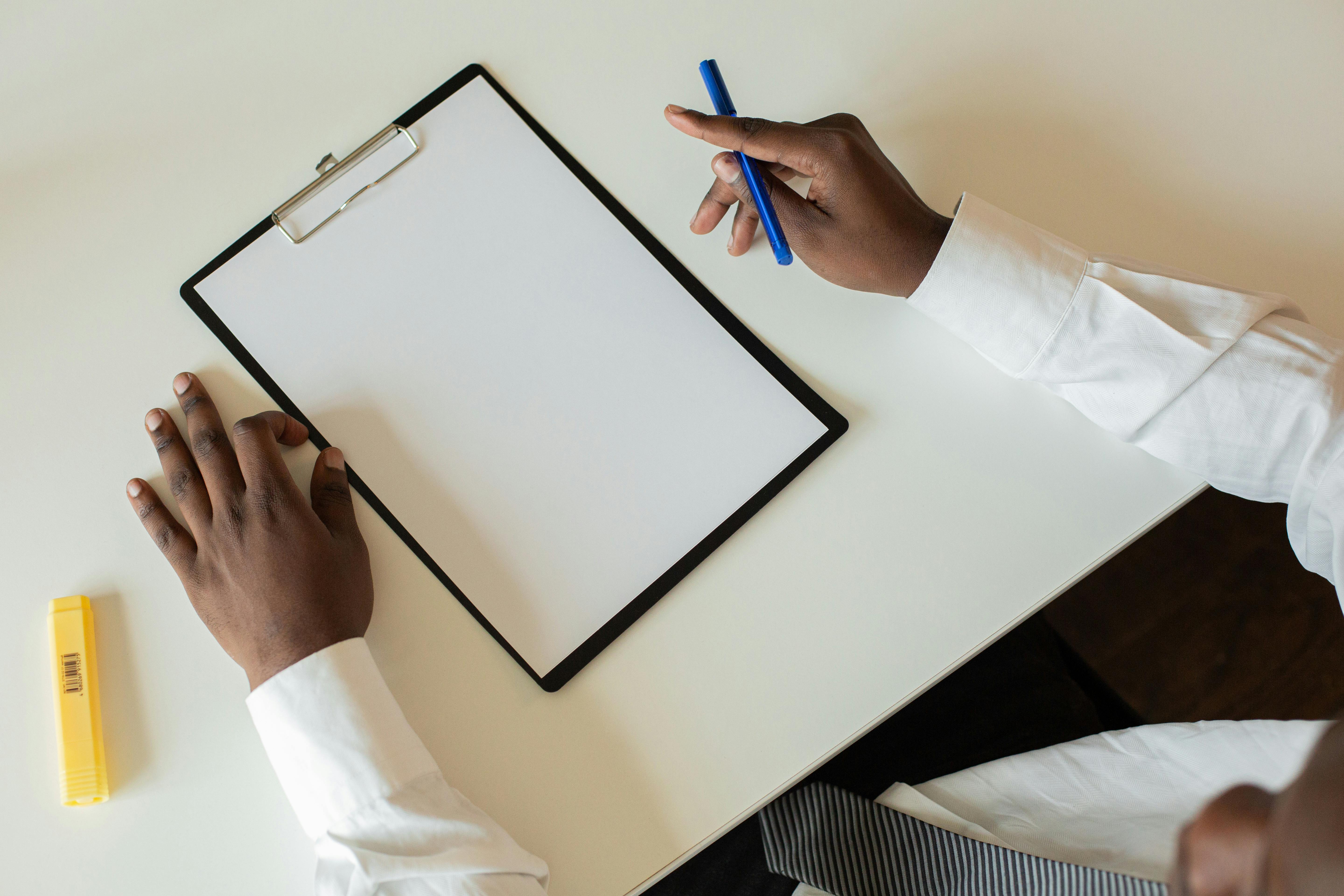 Blank White Paper on Table