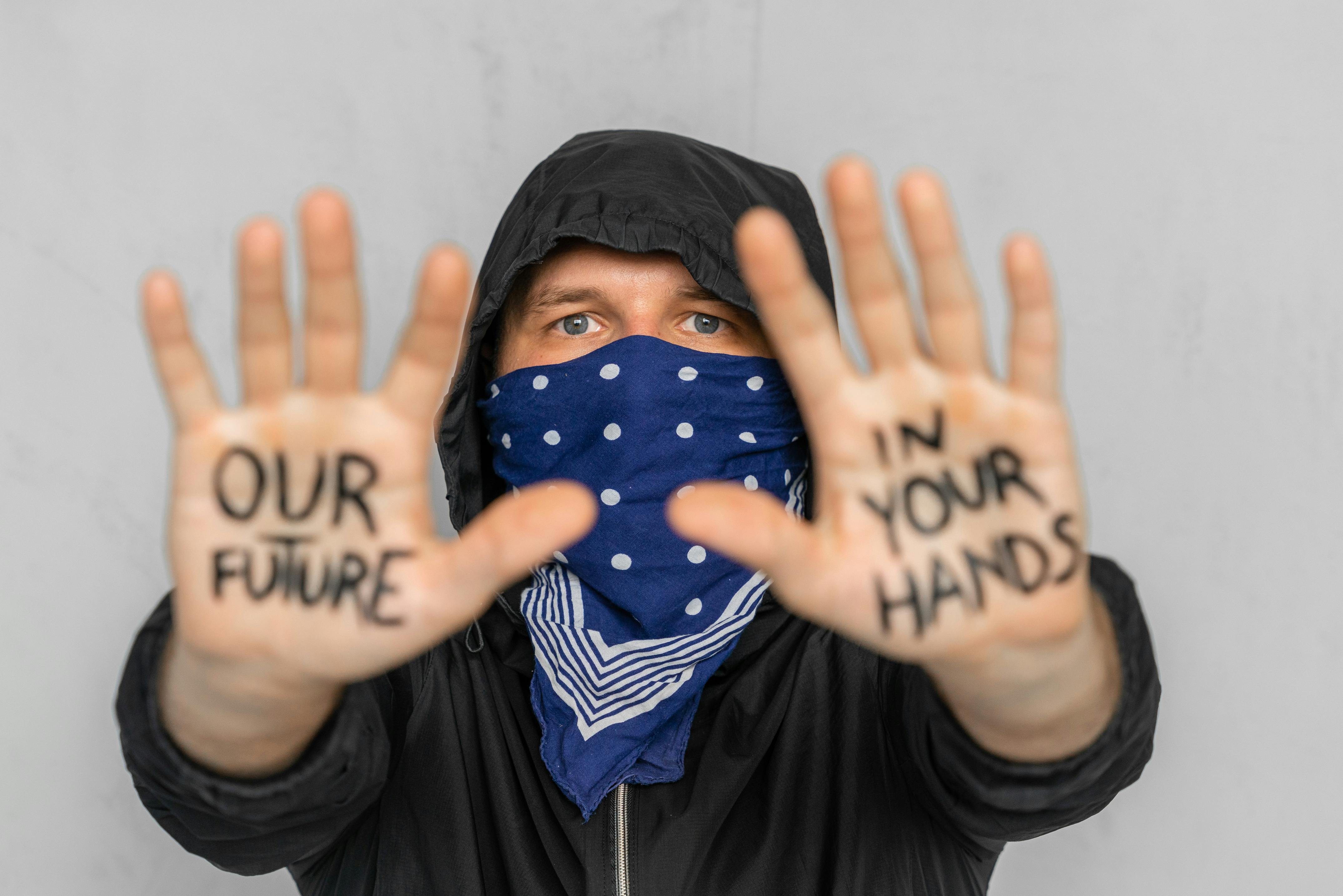 Man with written Text in his Hands