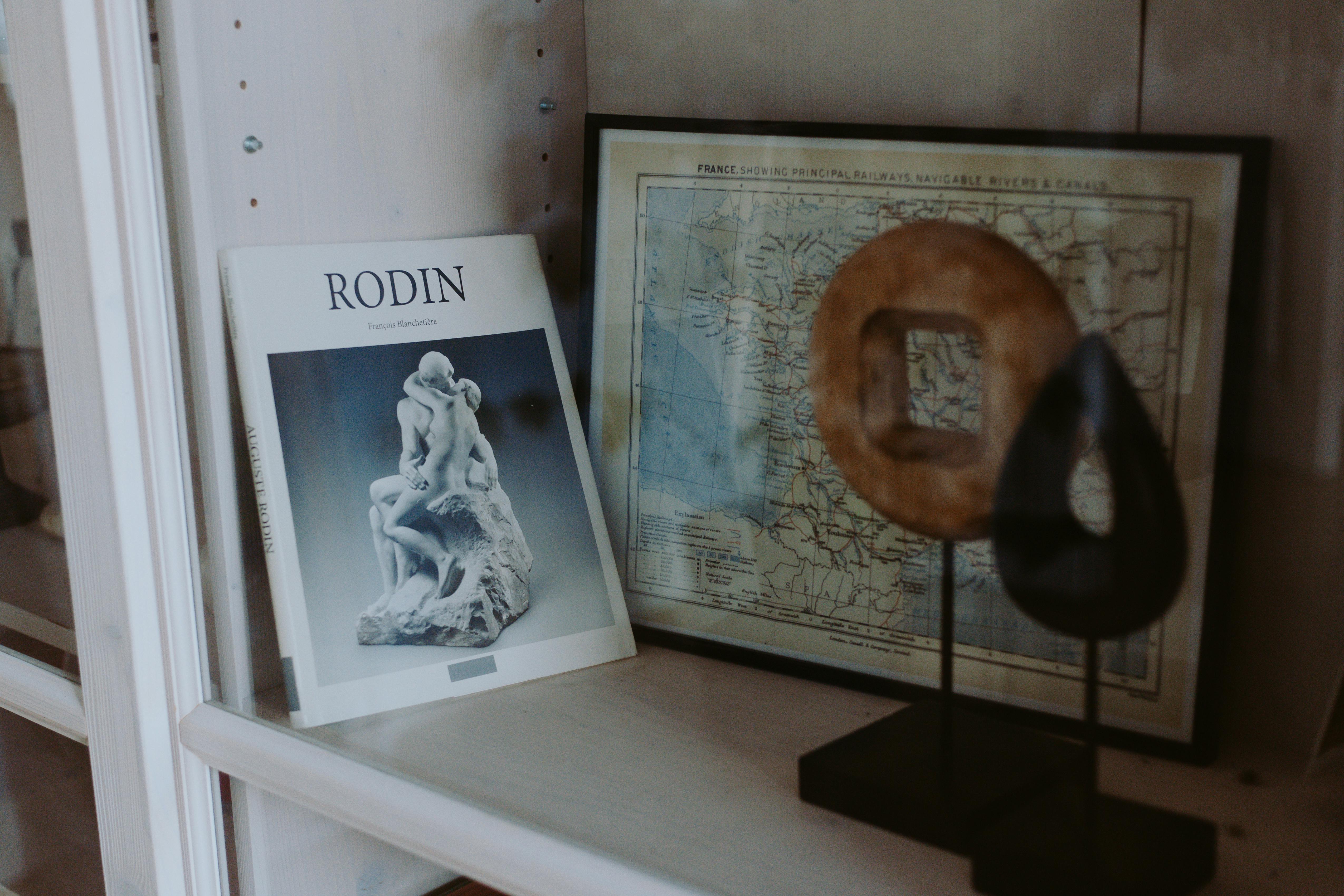 Map,Book and Decoration on Shelf