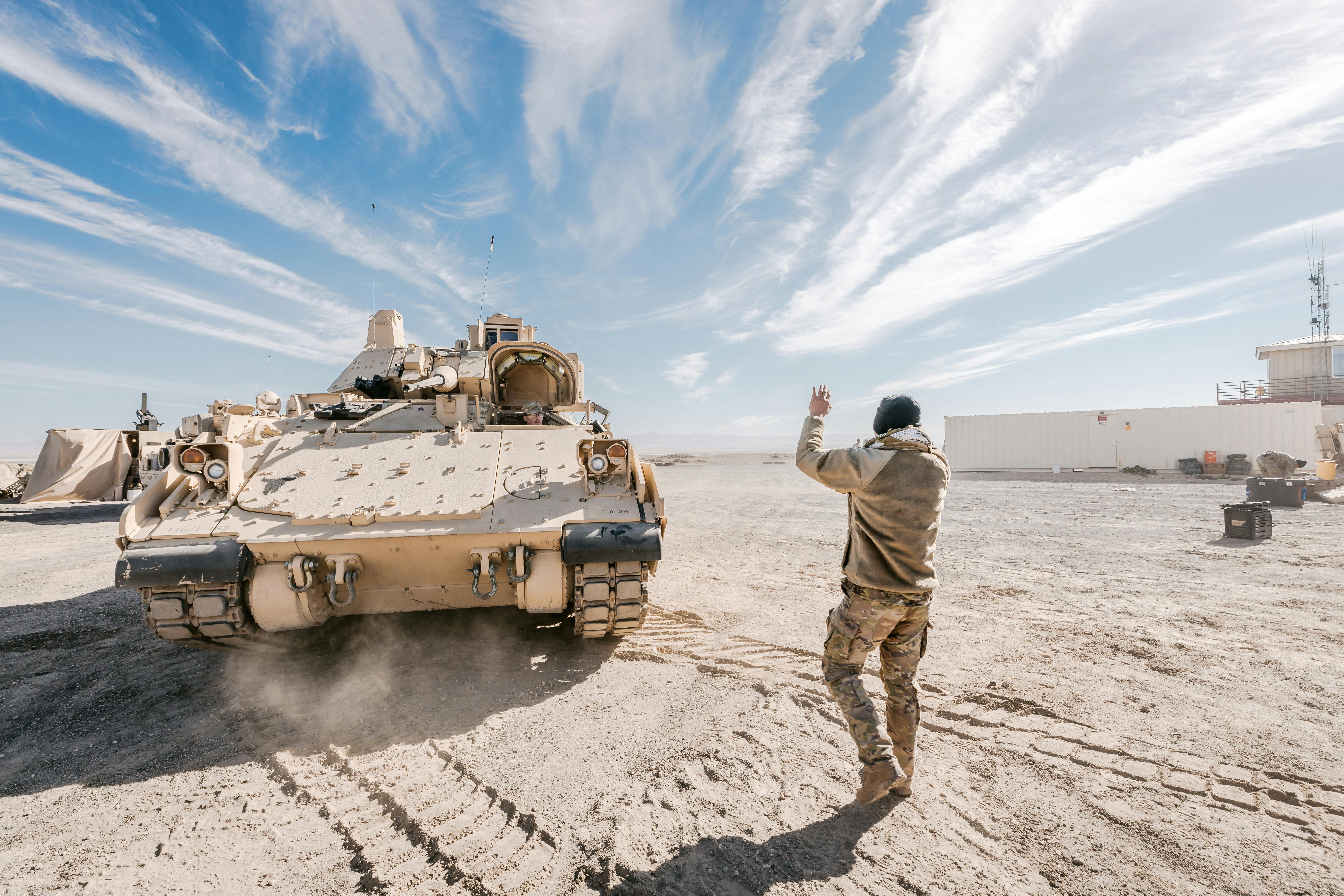 Soldier and Tank on Desert