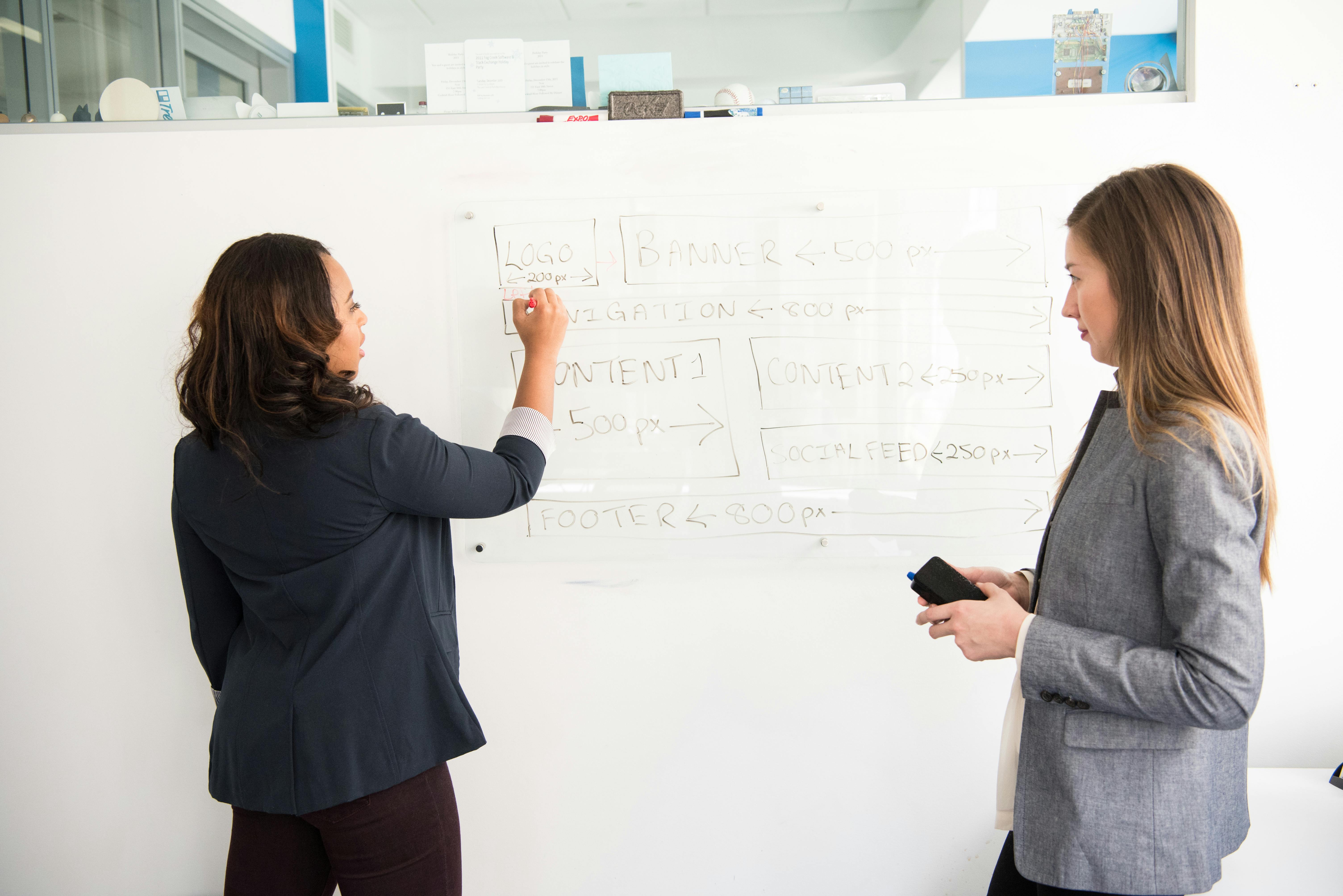 Woman Writing on Dry-erase Board