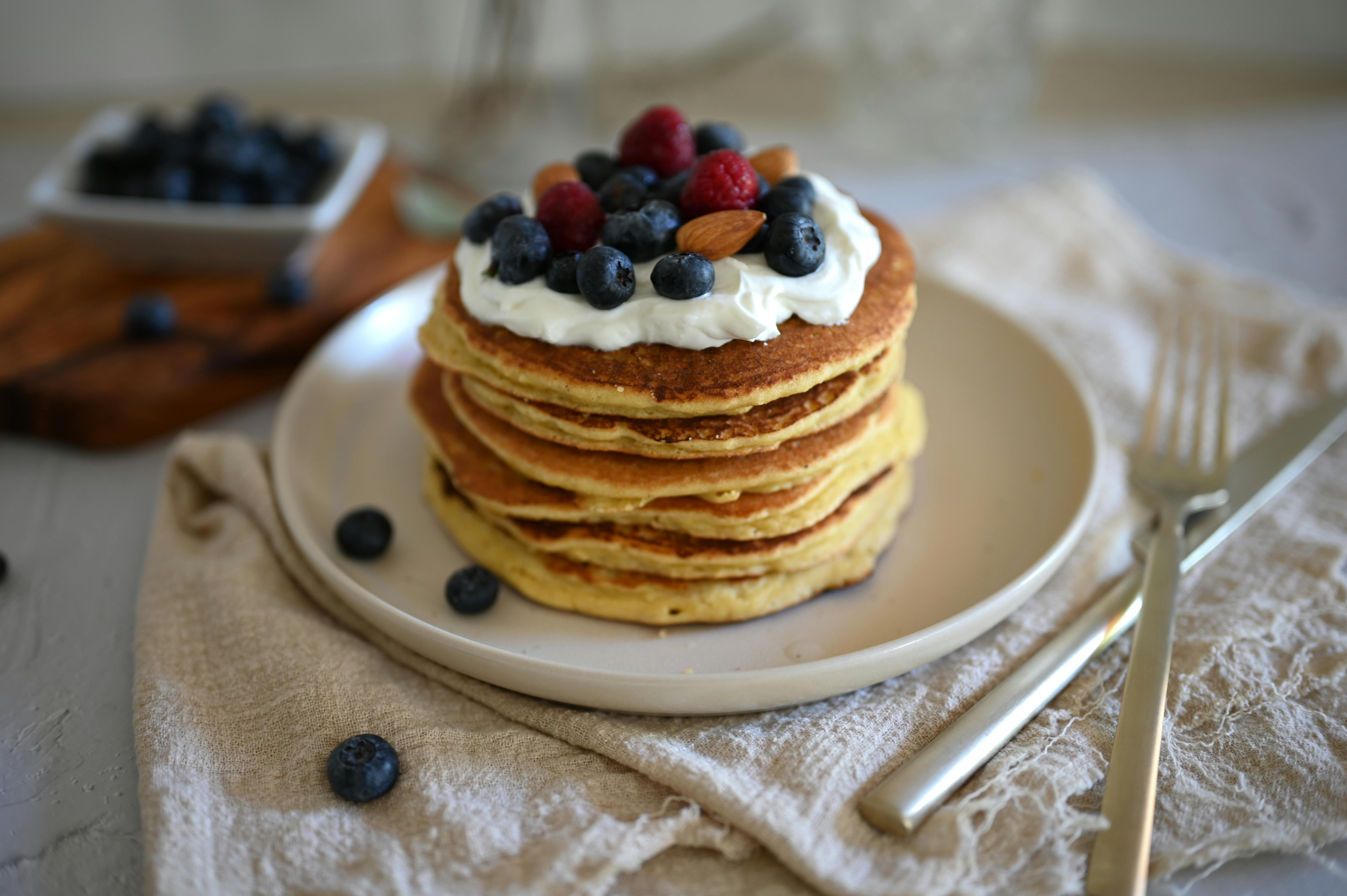 Pancakes with Berries and Whipped Cream