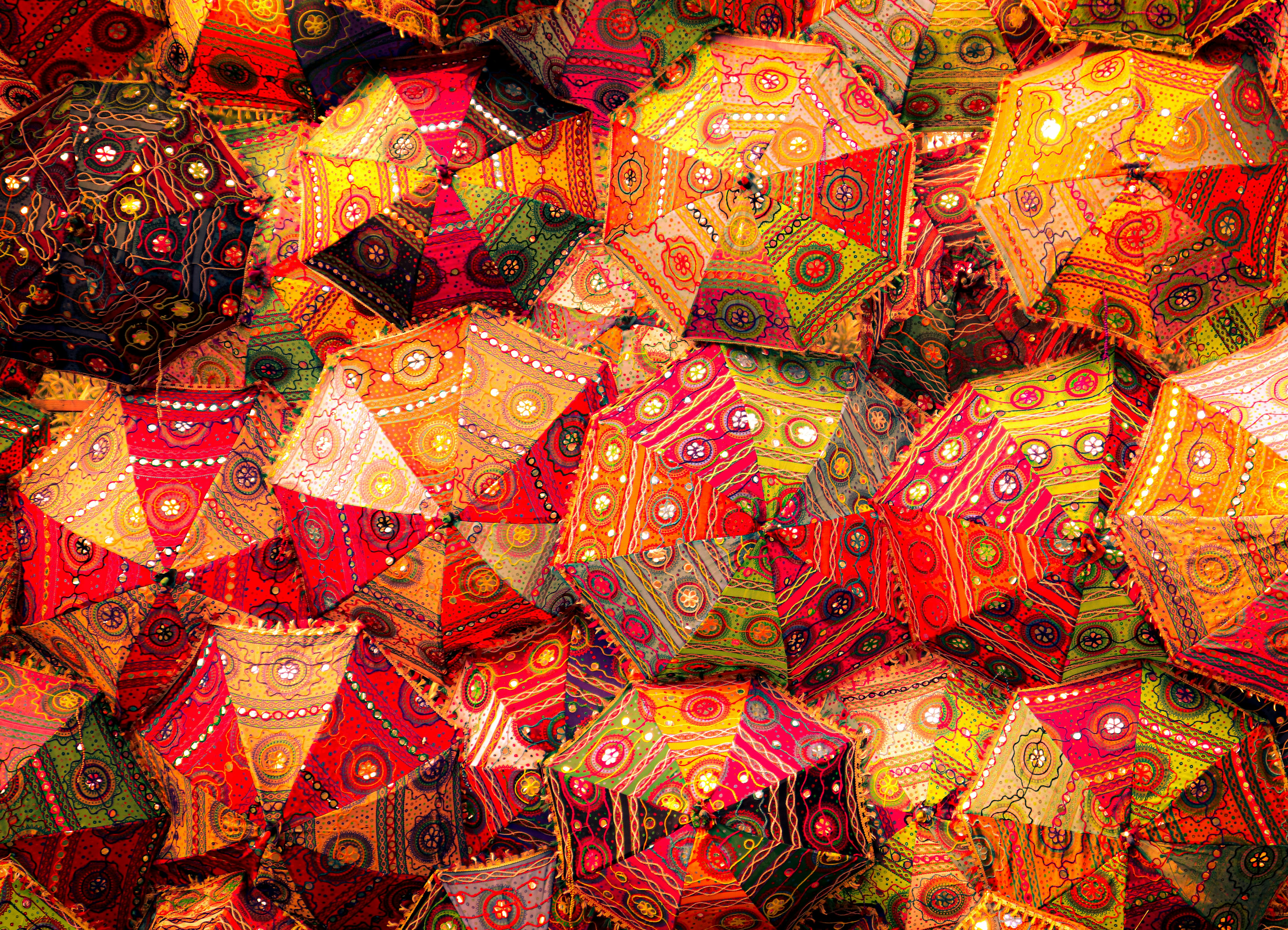 Close-up Shot of Colorful Umbrellas