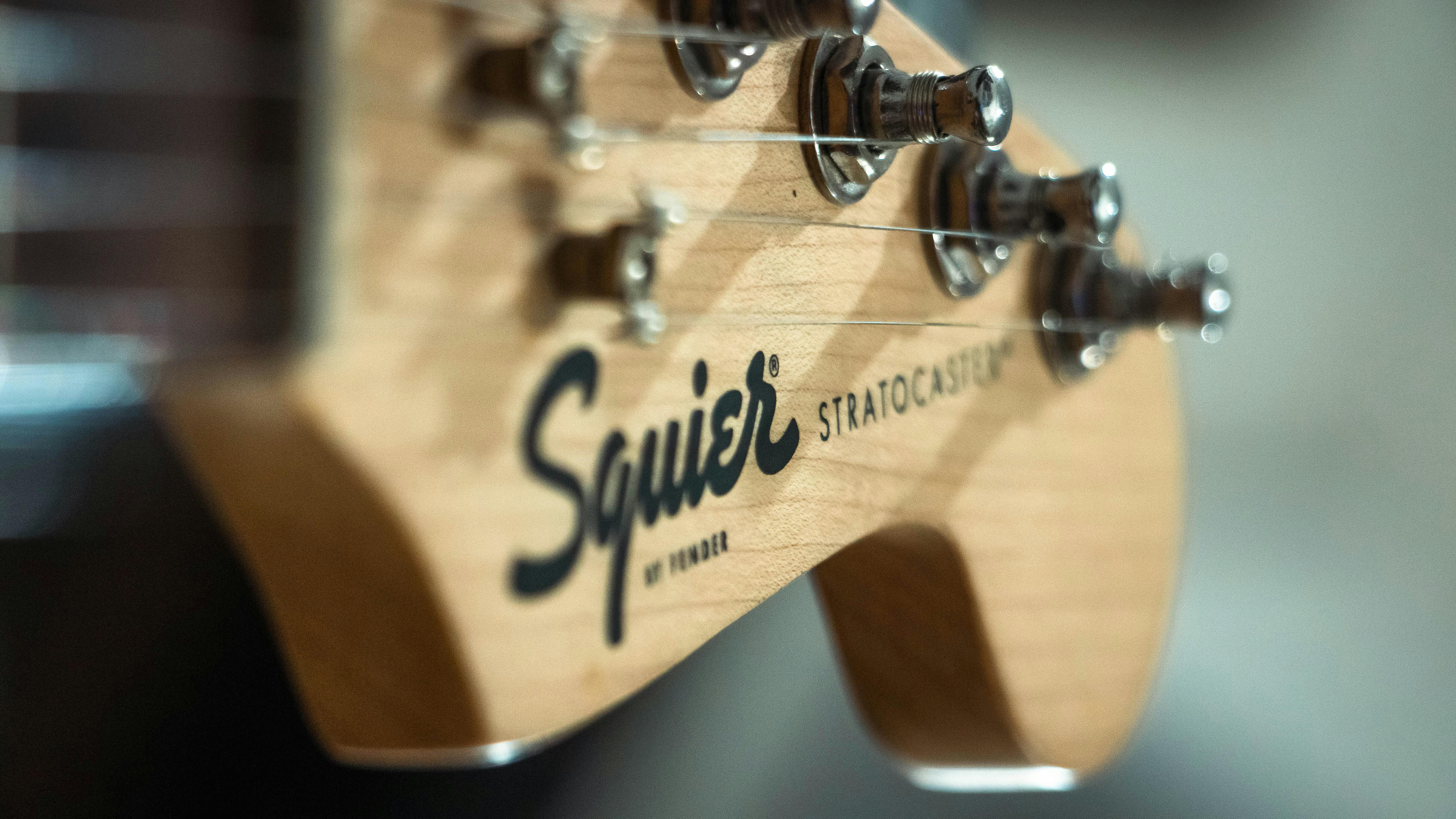 Close-up Shot of a Guitar Headstock