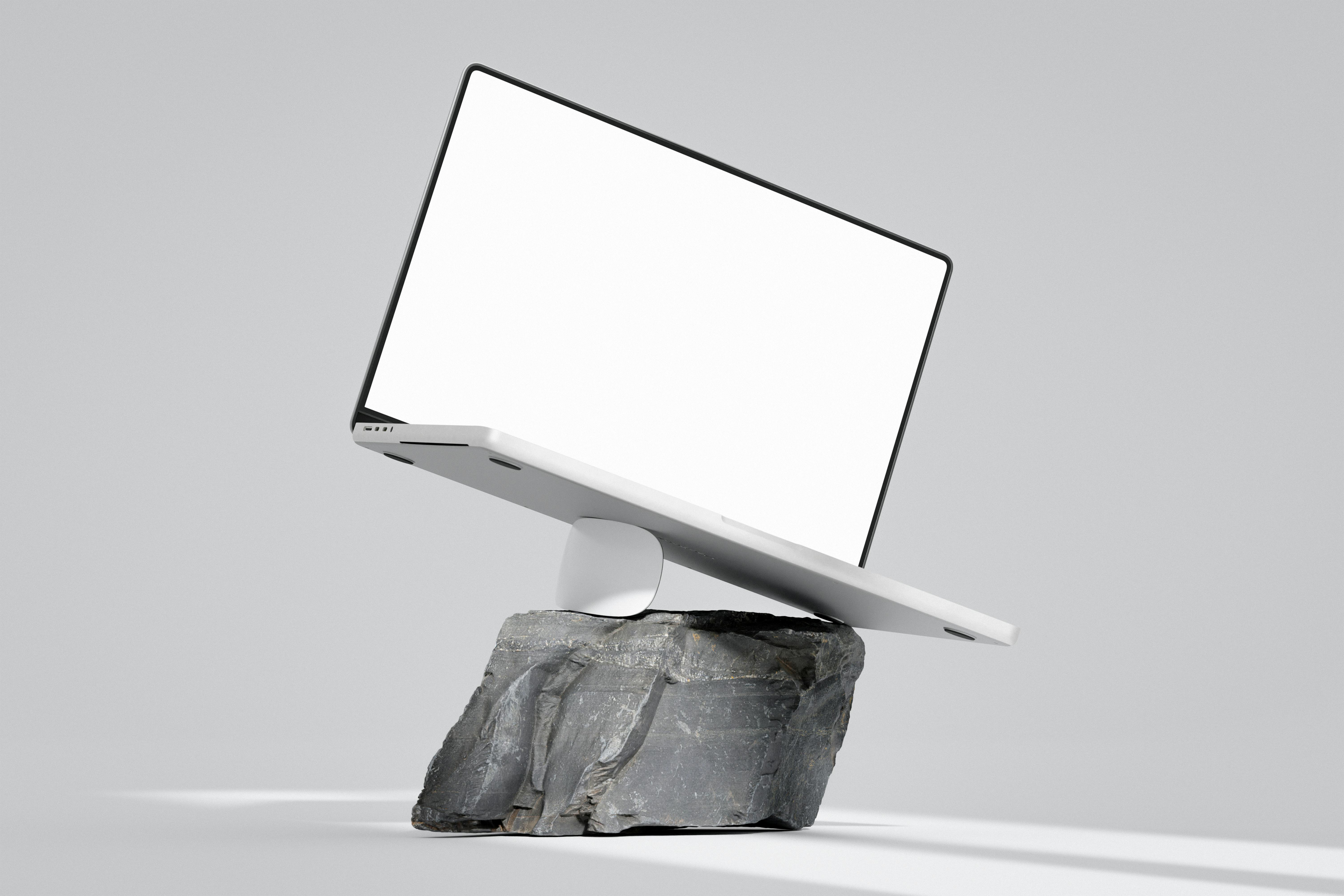 Laptop working space with digital elements