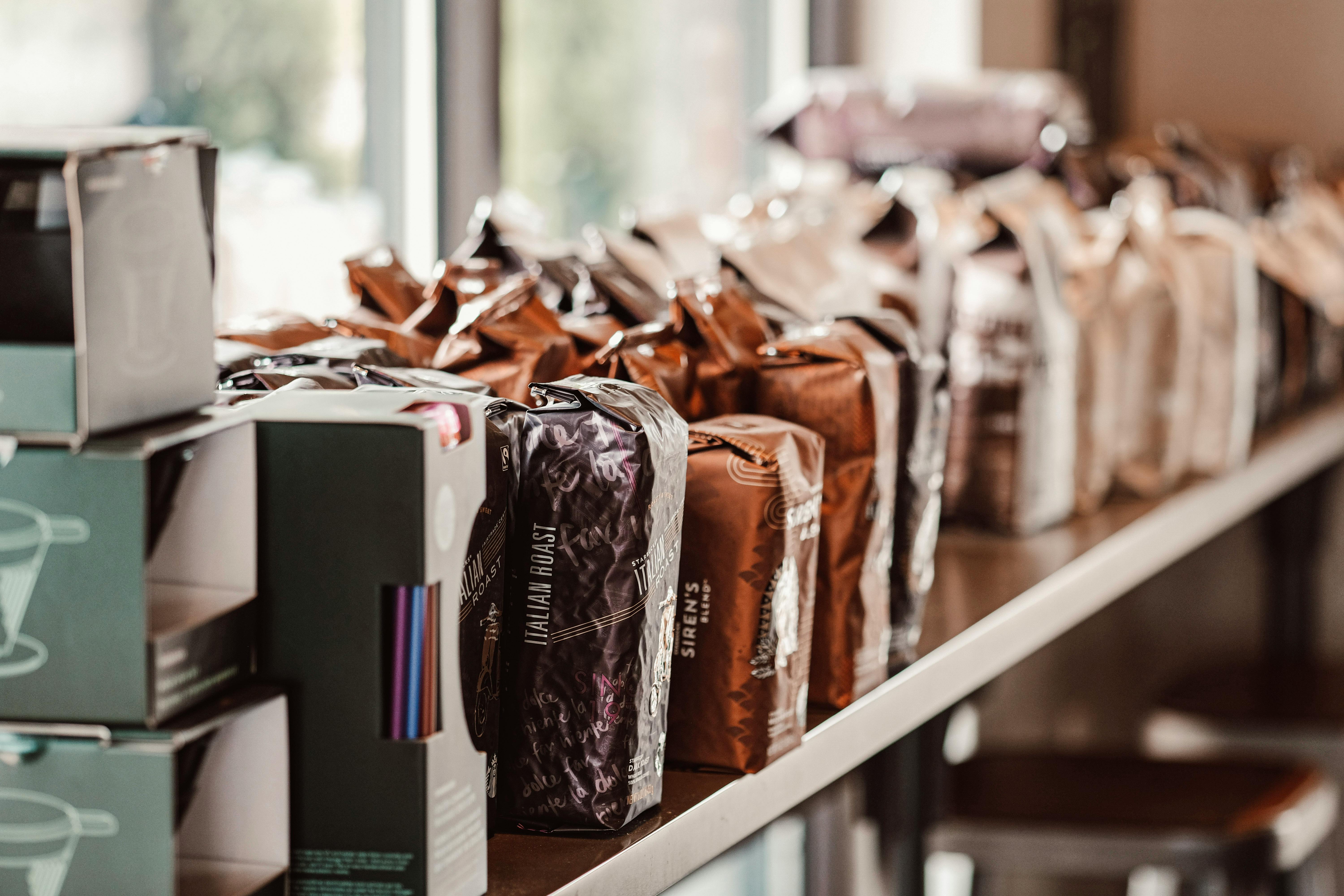 Shelf with a Selection of Coffees