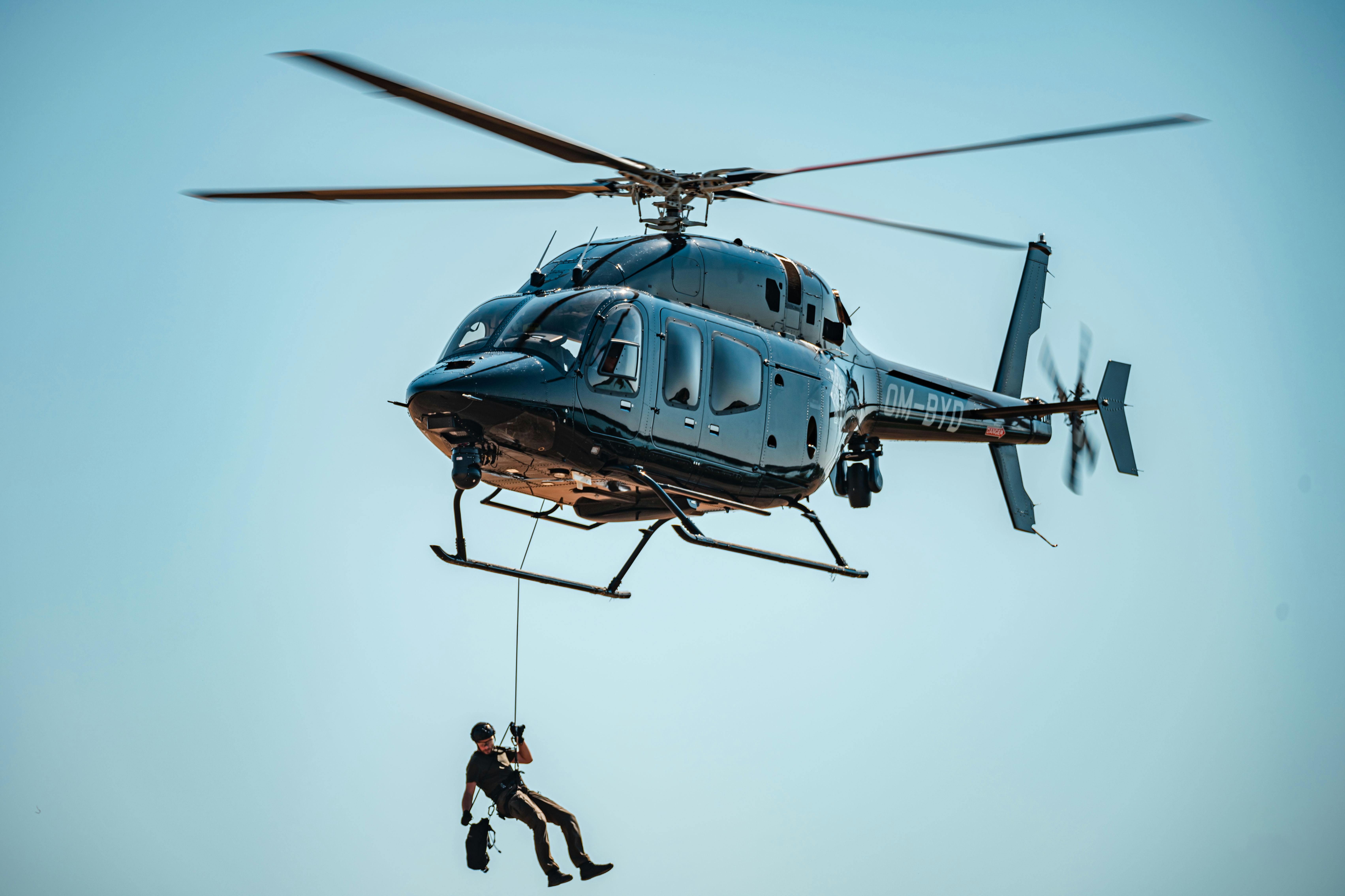 Man Hanging Off Helicopter