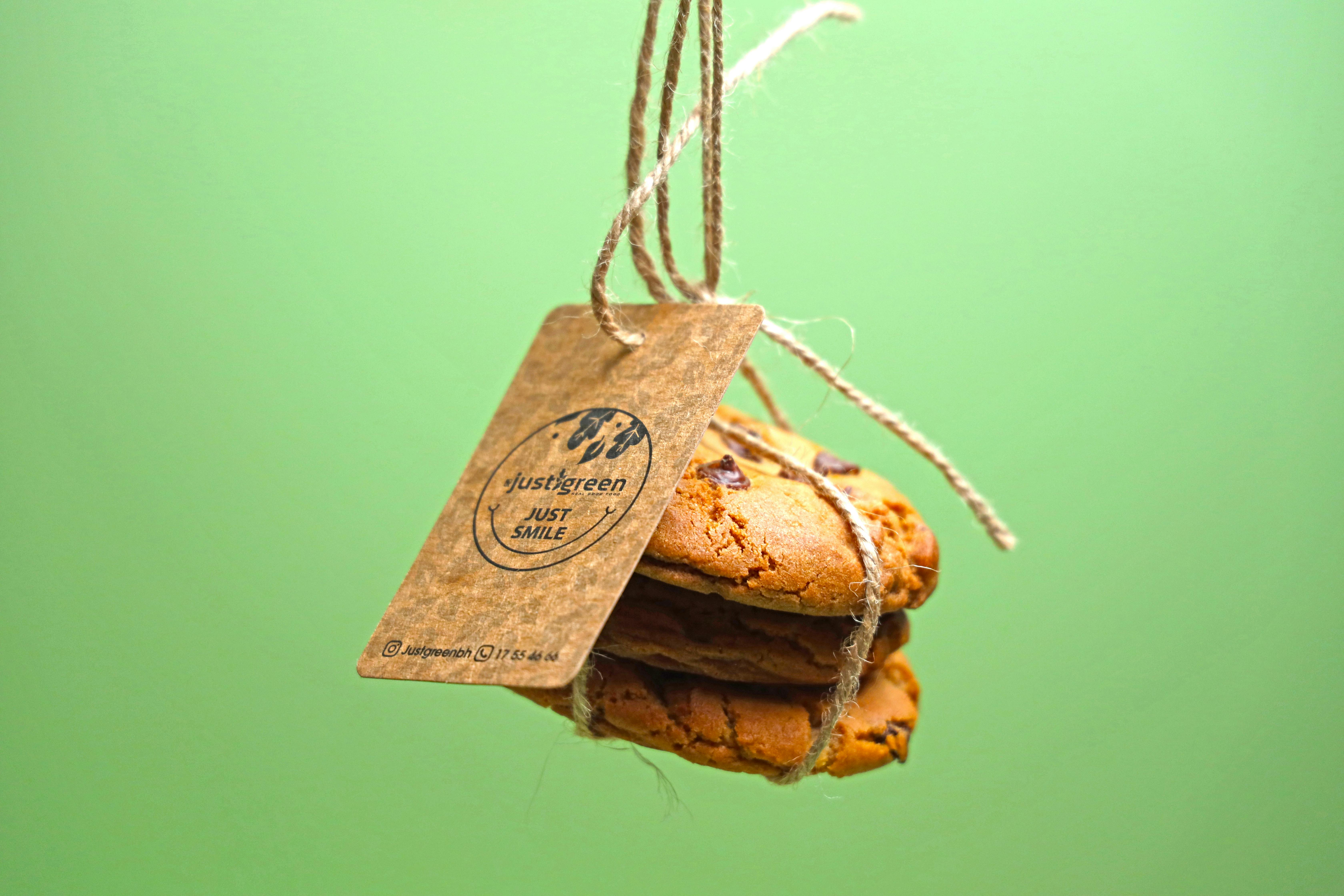 Close-Up Shot of Delicious Cookies on Green Background