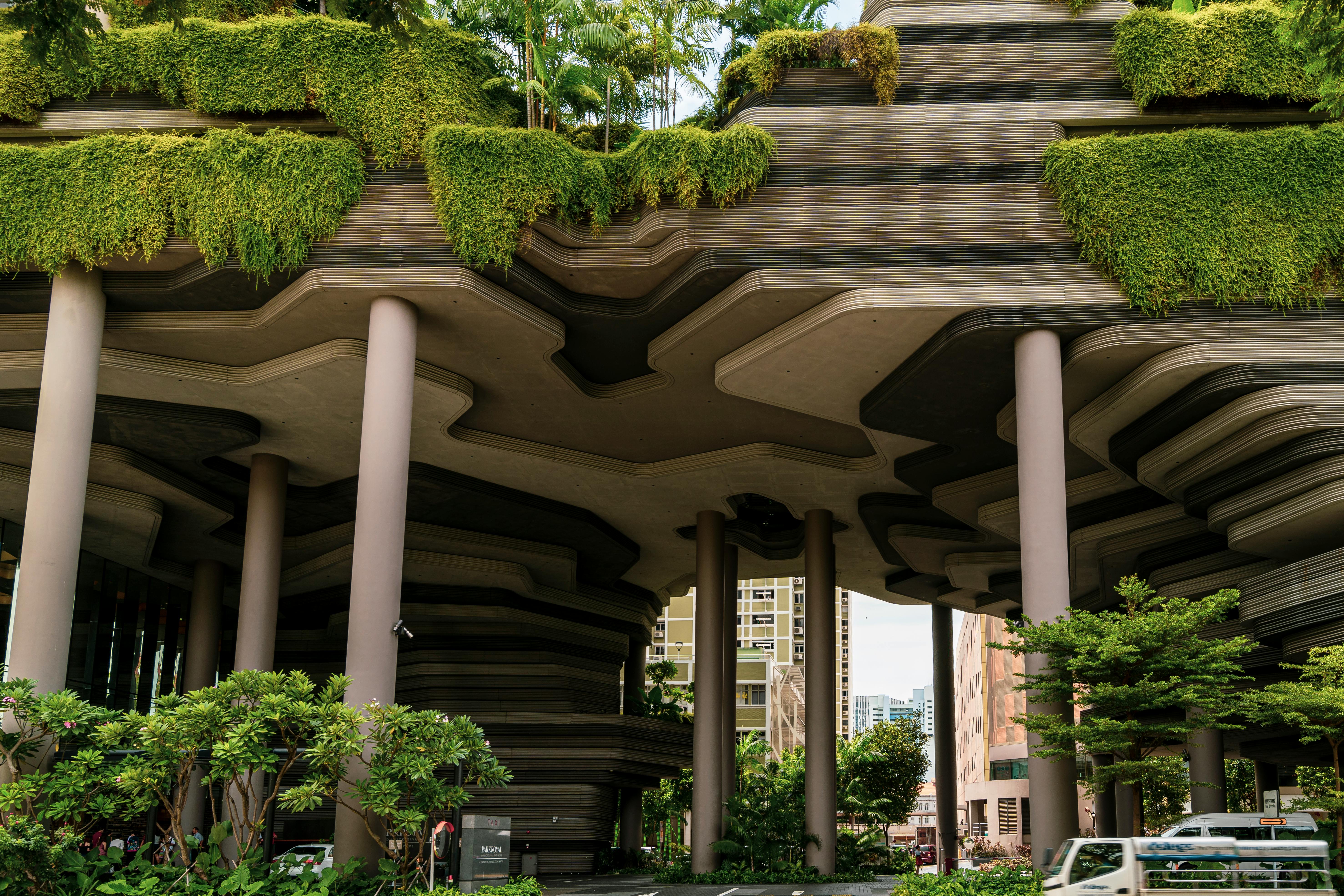Modern Futuristic Construction in City