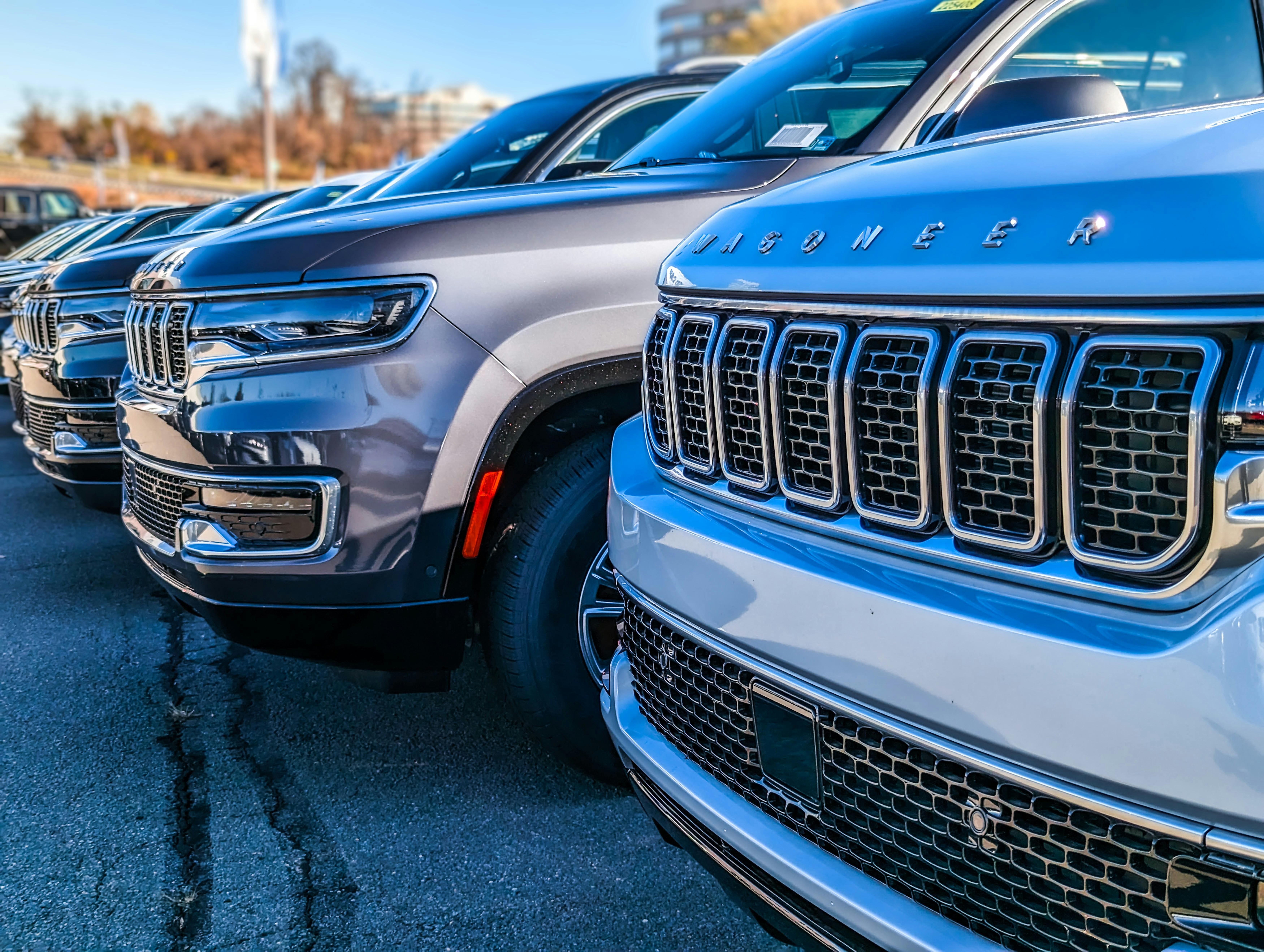 New Jeep Wagoneers on a Parking Lot at a Car Dealership