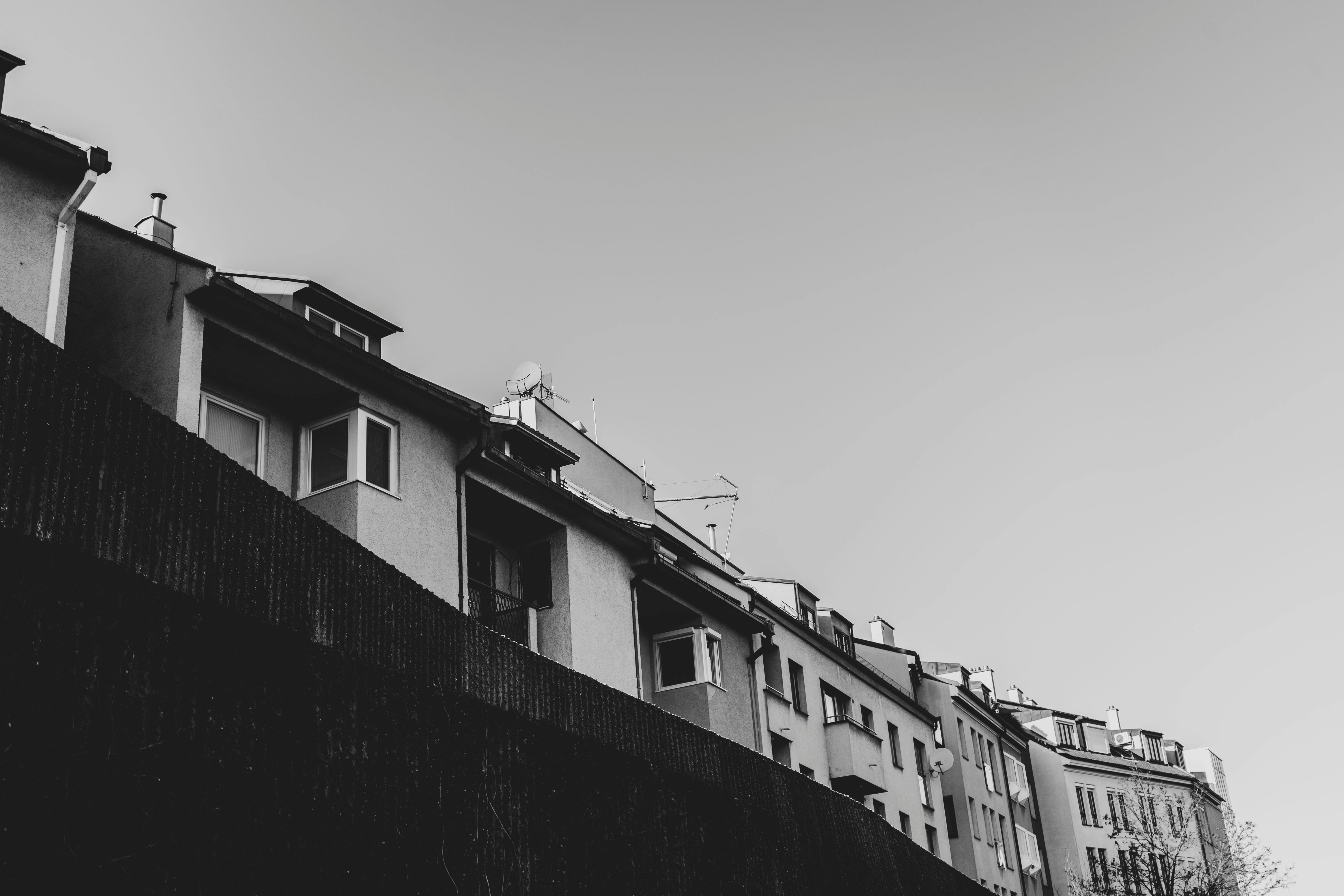 House Buildings in Black and White