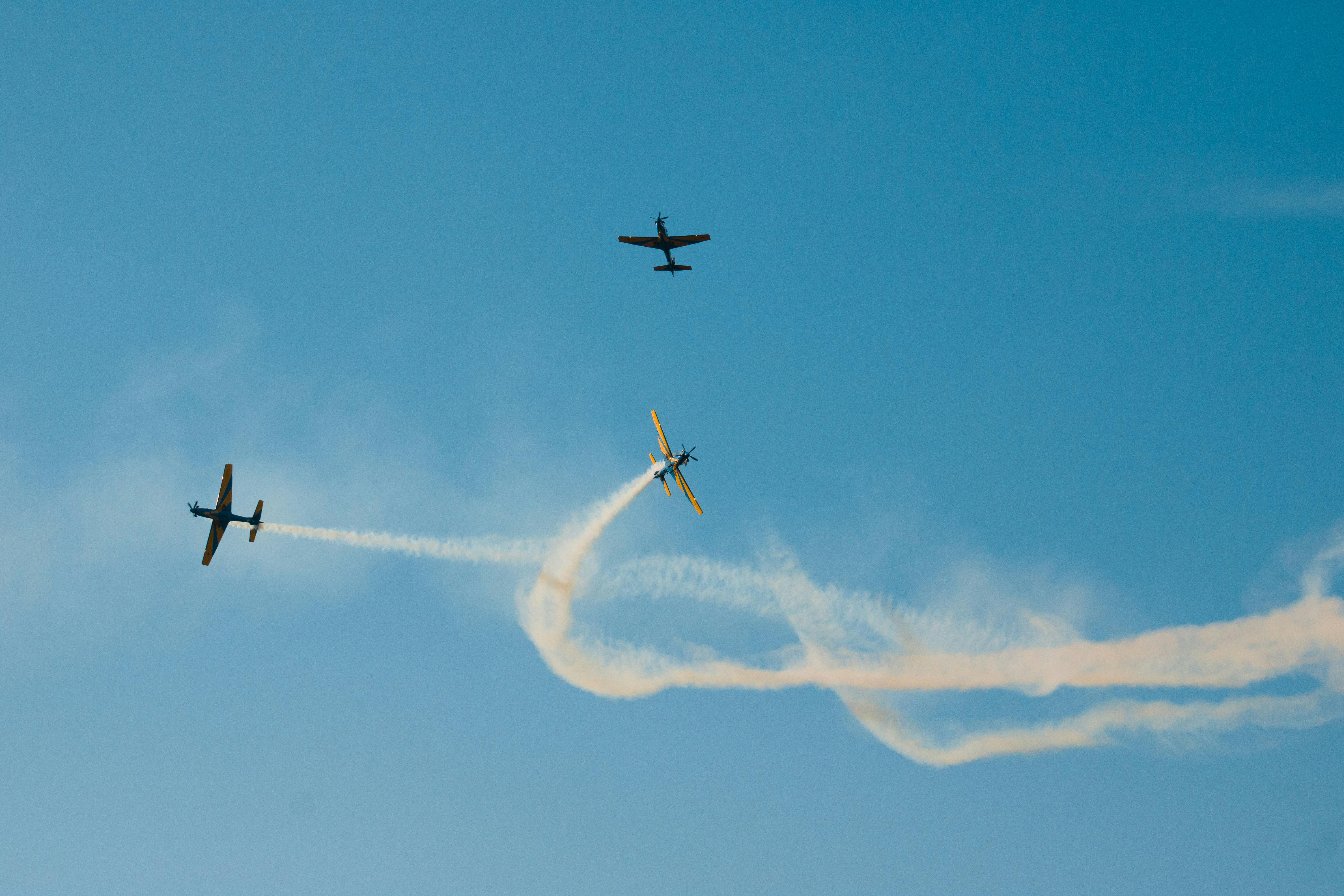 Planes Flying in the Blue Sky