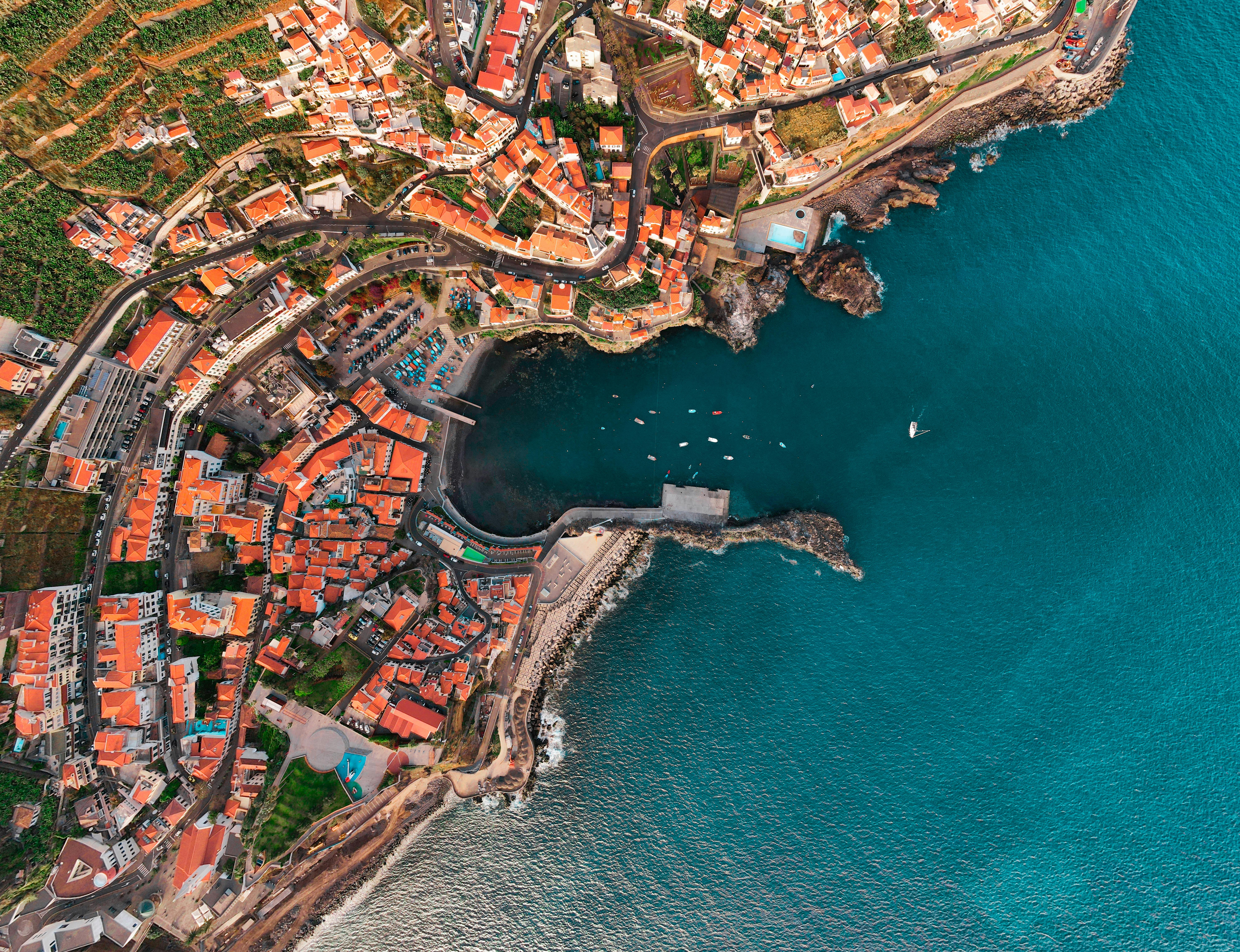 Aerial Photography of a Bay and a City on the Coast