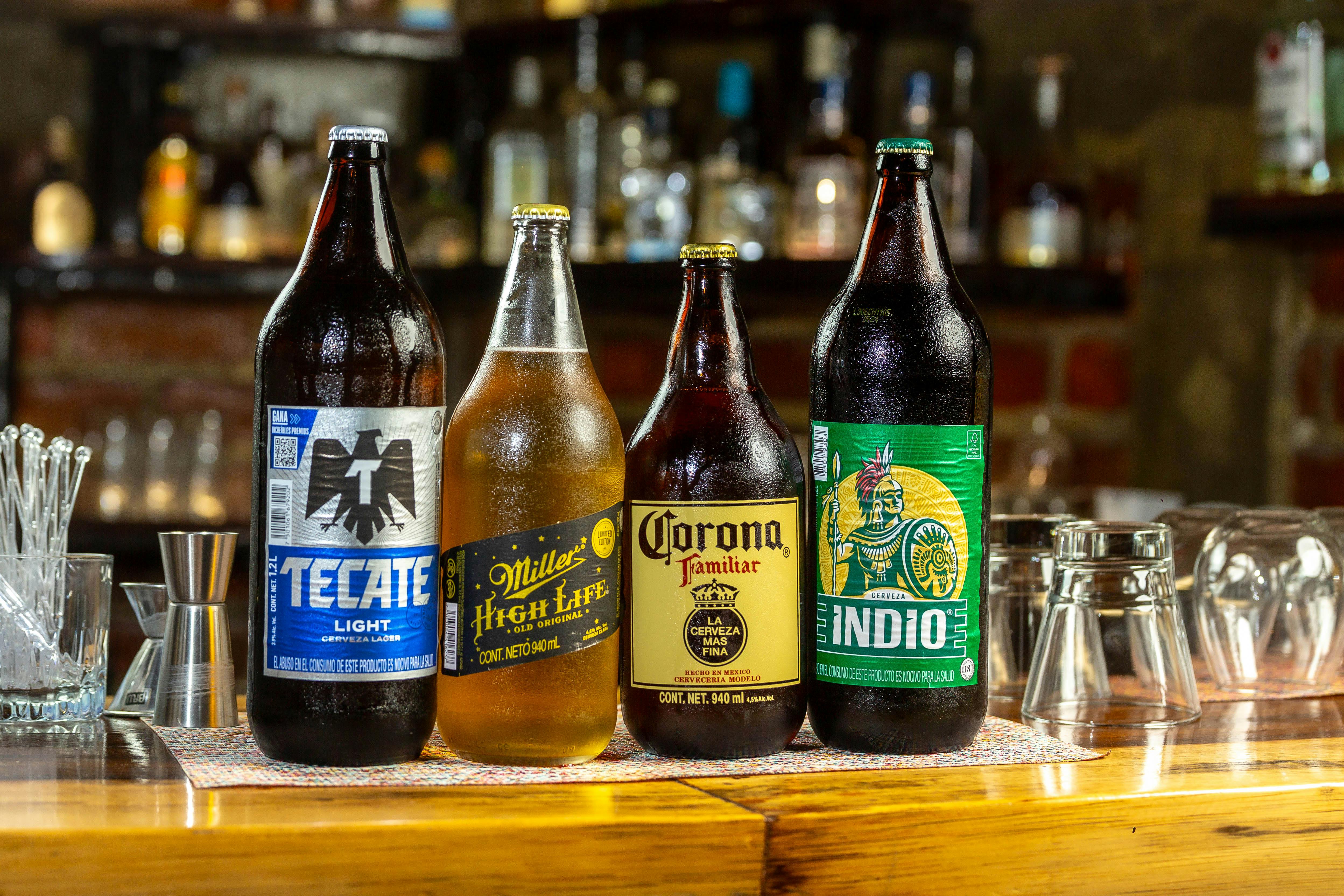 Bottles of Beer on Bar Counter