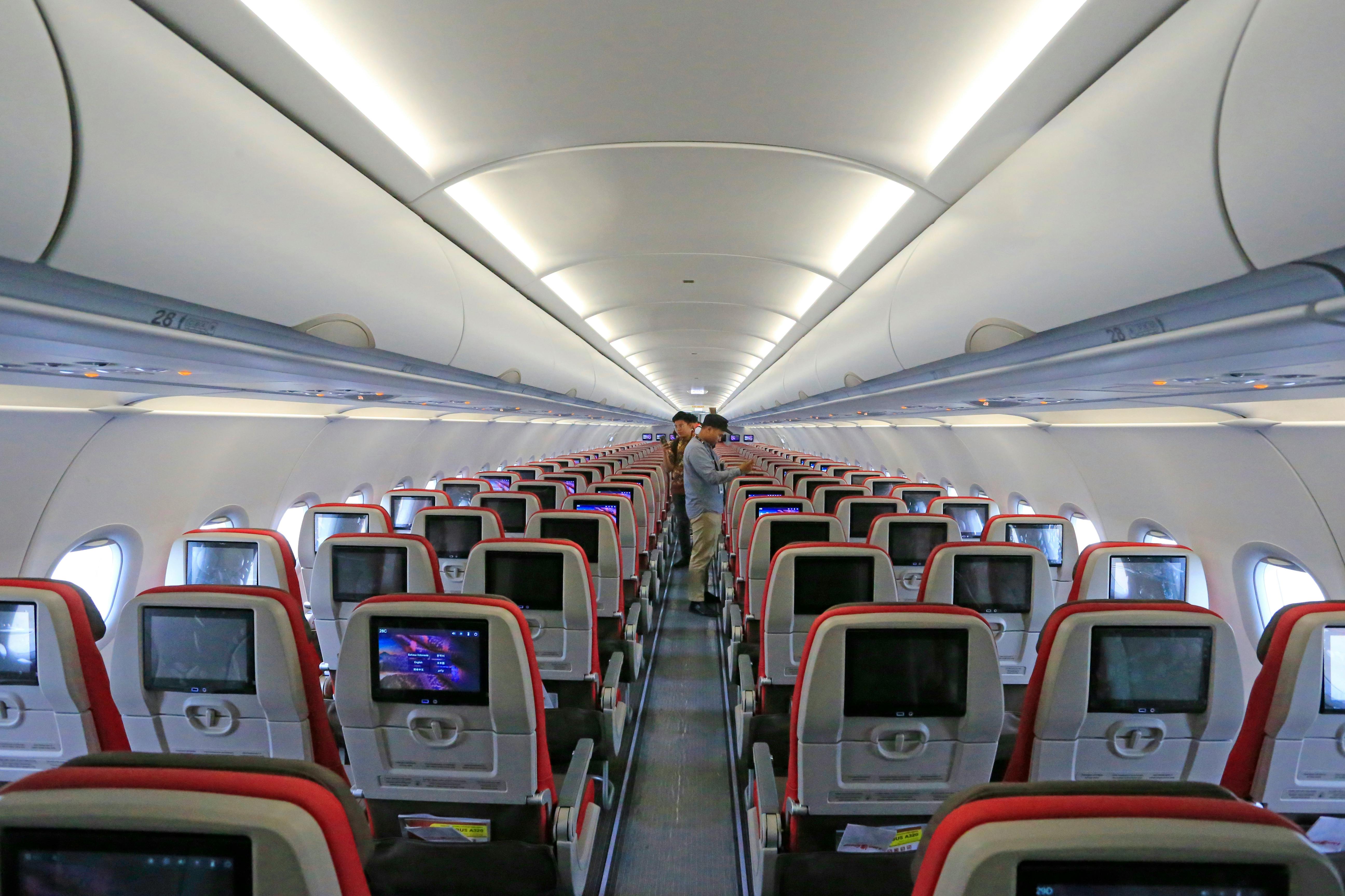 Aircraft Interior with Seats in Perspective