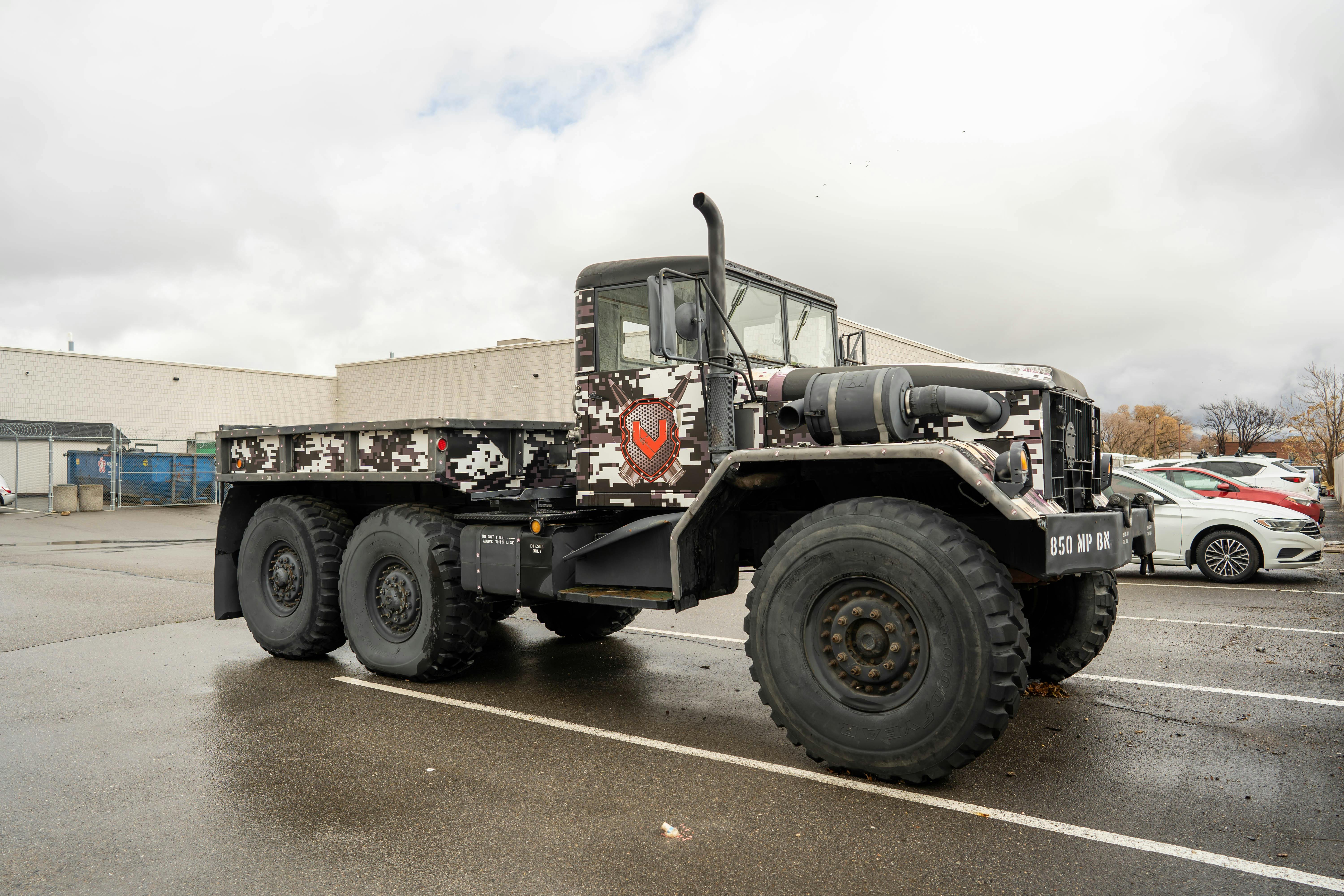 Six Wheel Drive Big Industrial Truck in Parking Lot