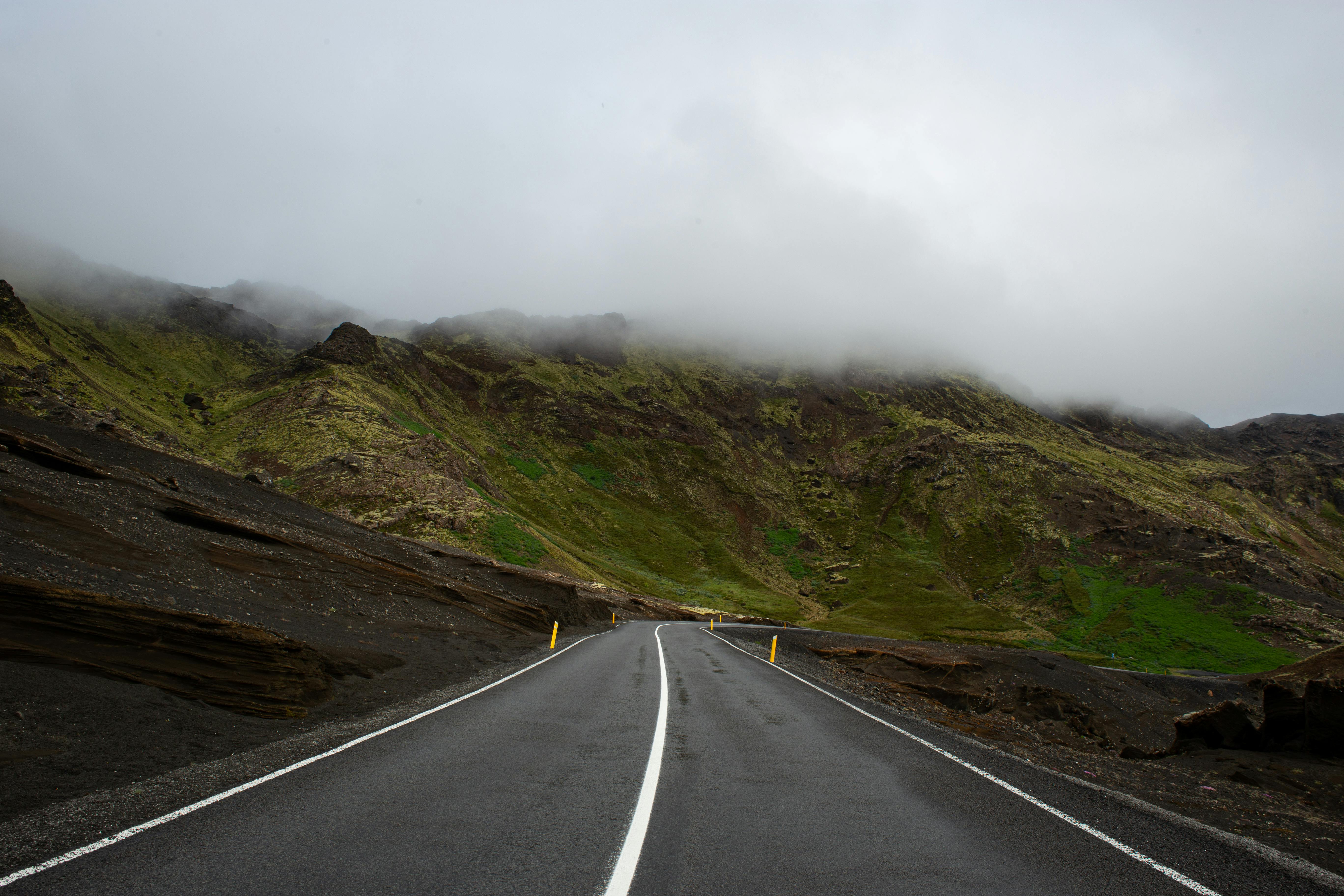 Empty Road Along The Mountain