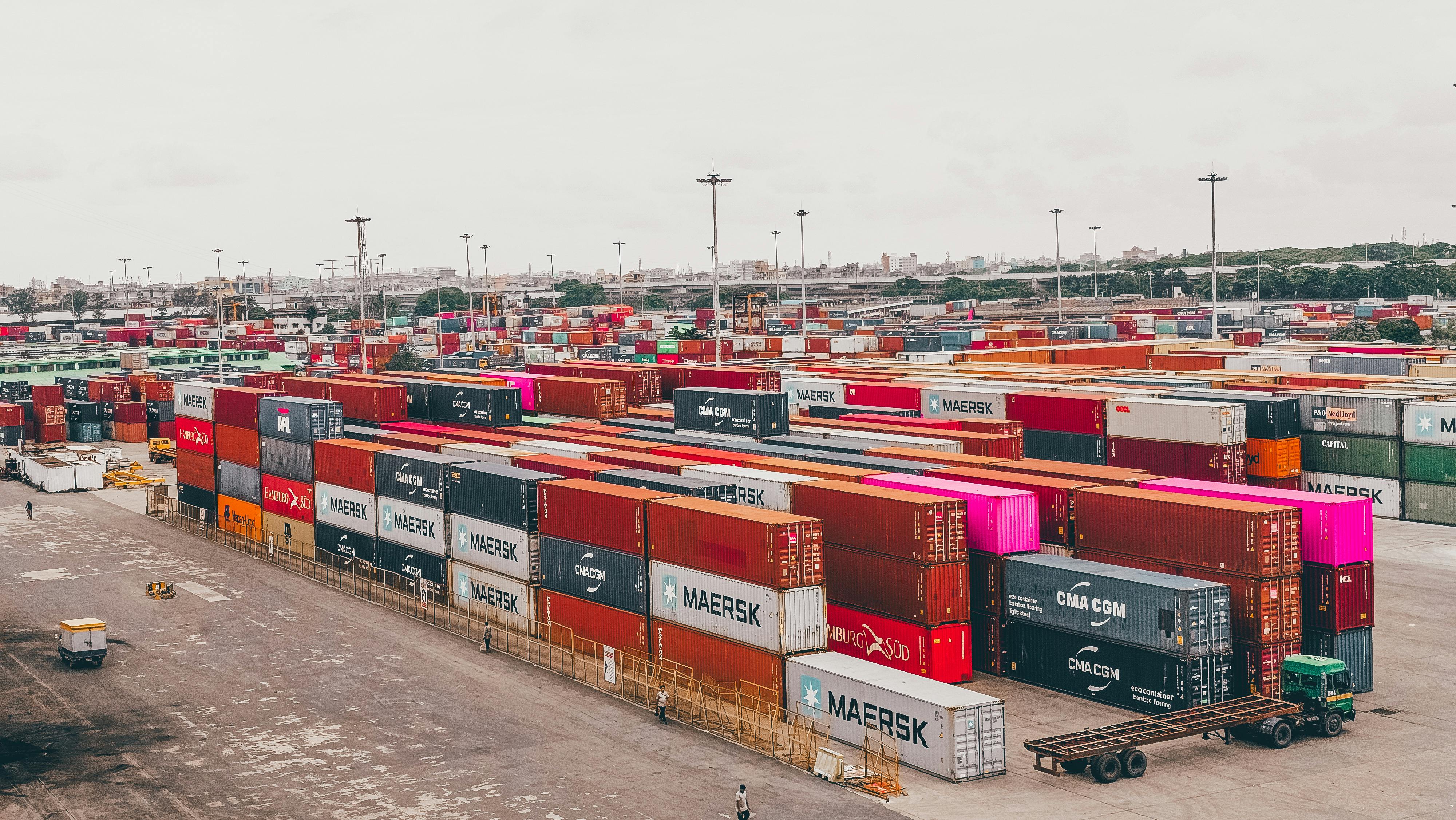 View of Containers in the Port