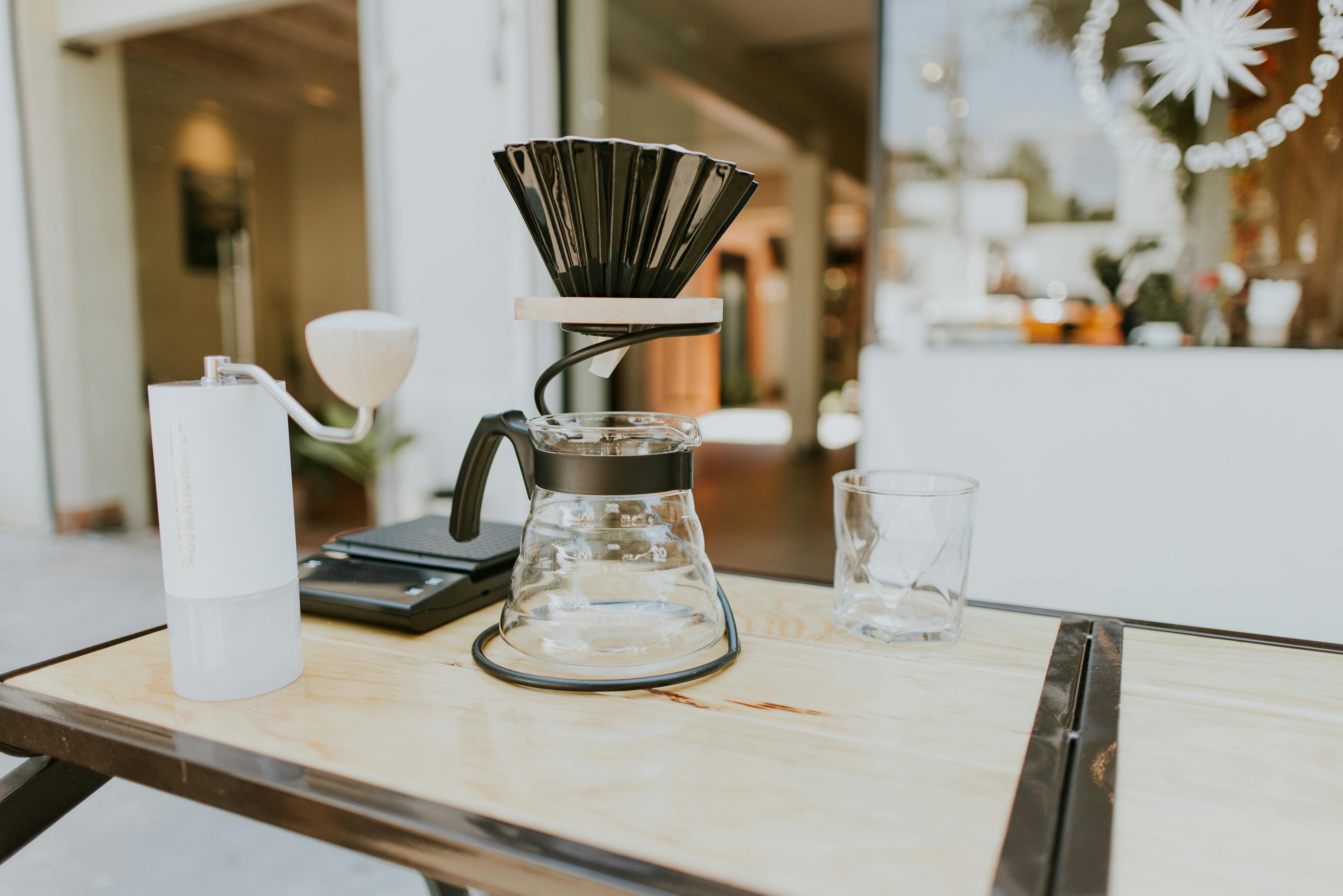 Stylish Coffee Brewing Setup in a Modern Cafe