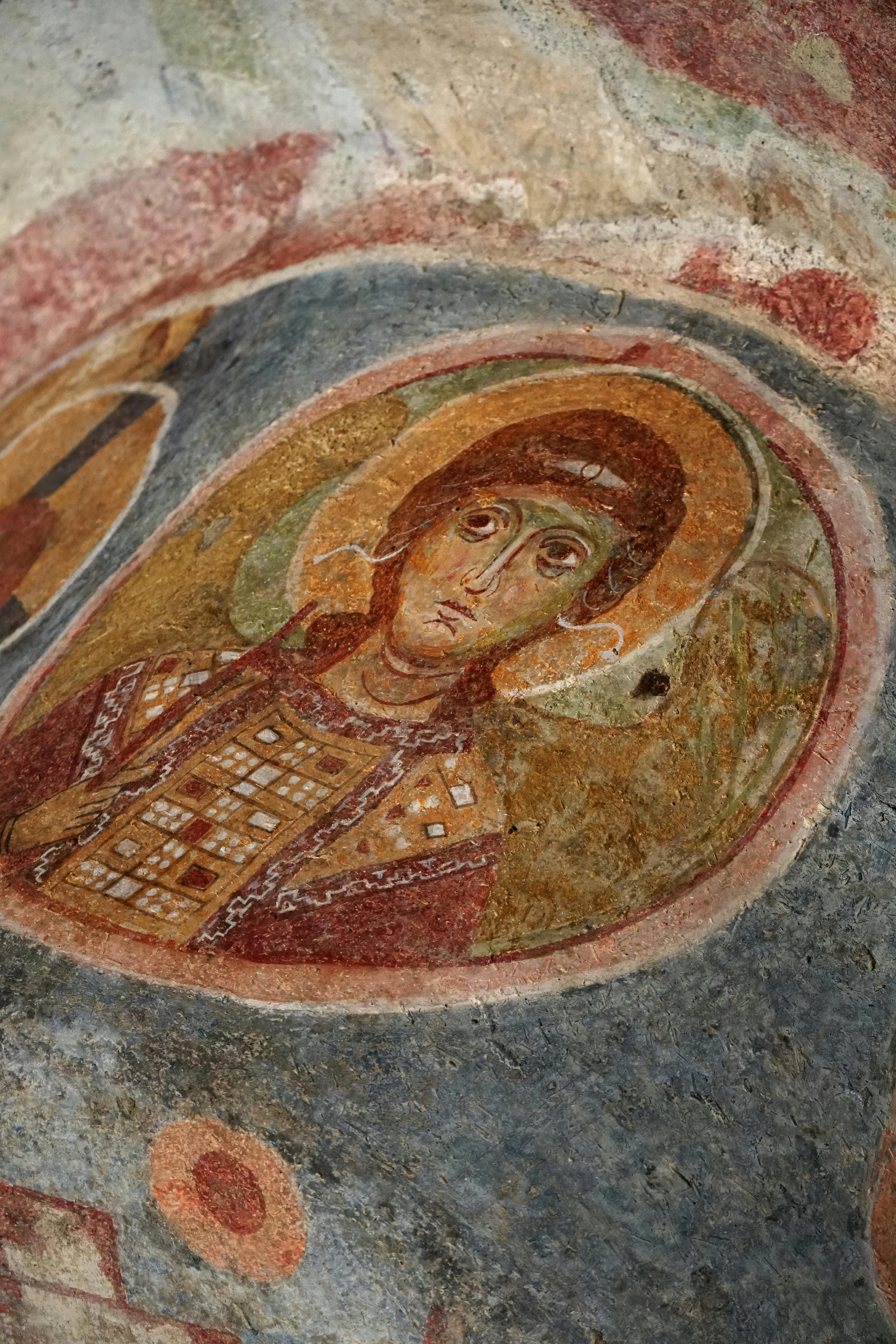 Ancient Fresco of Religious Figure in Cappadocia