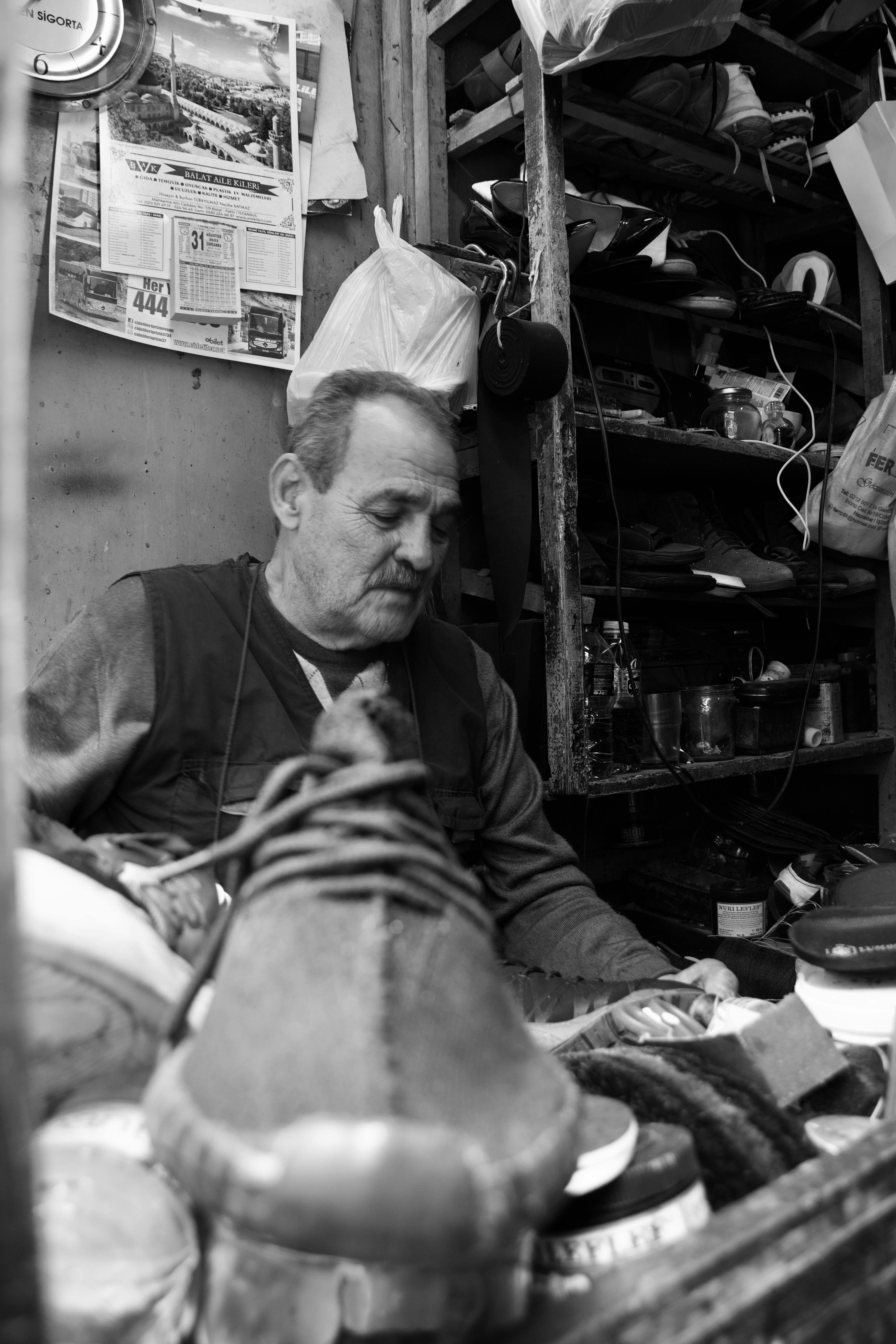 Artisan Cobbler Working in a Rustic Workshop