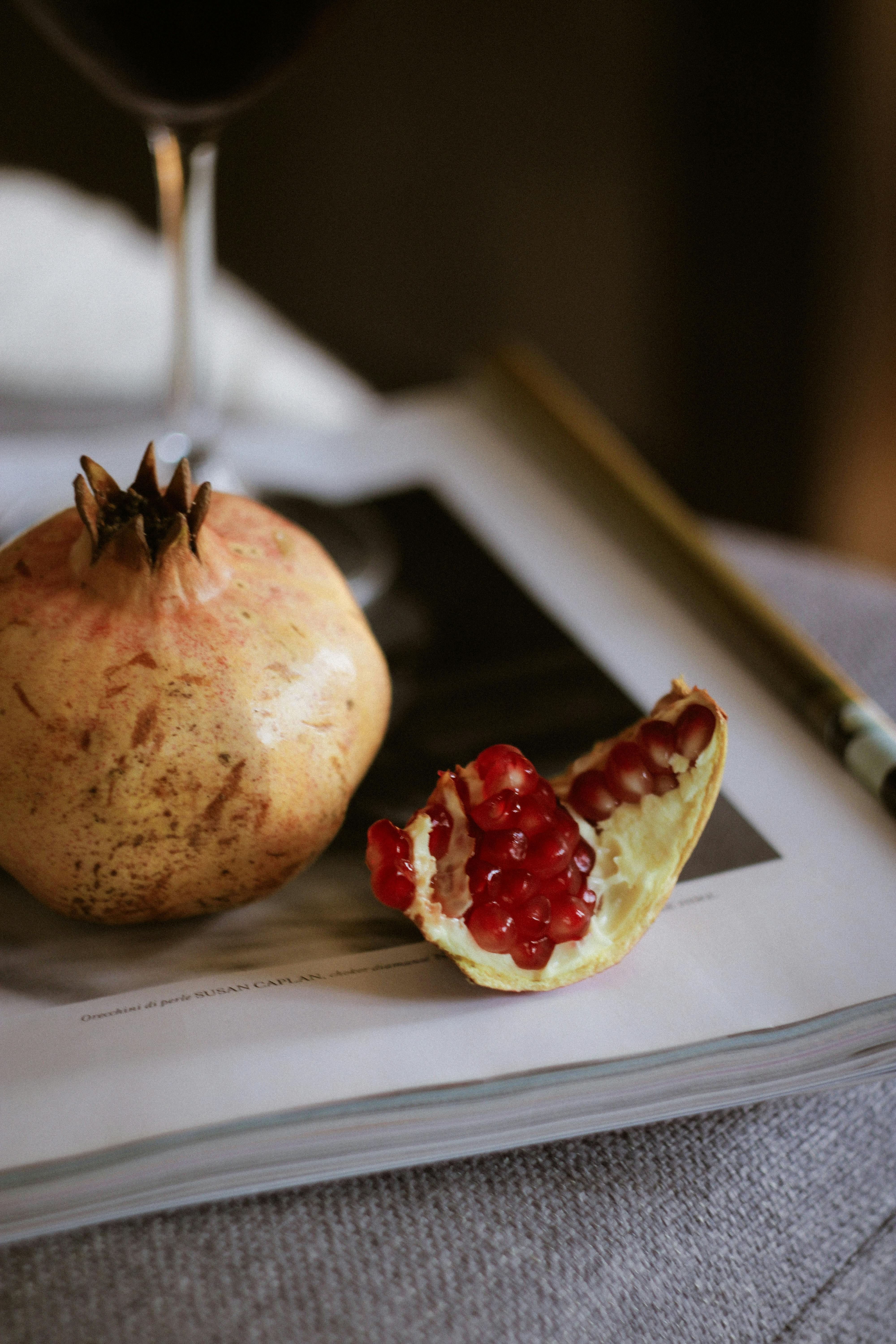 Pomegranate Still Life on Magazine Page