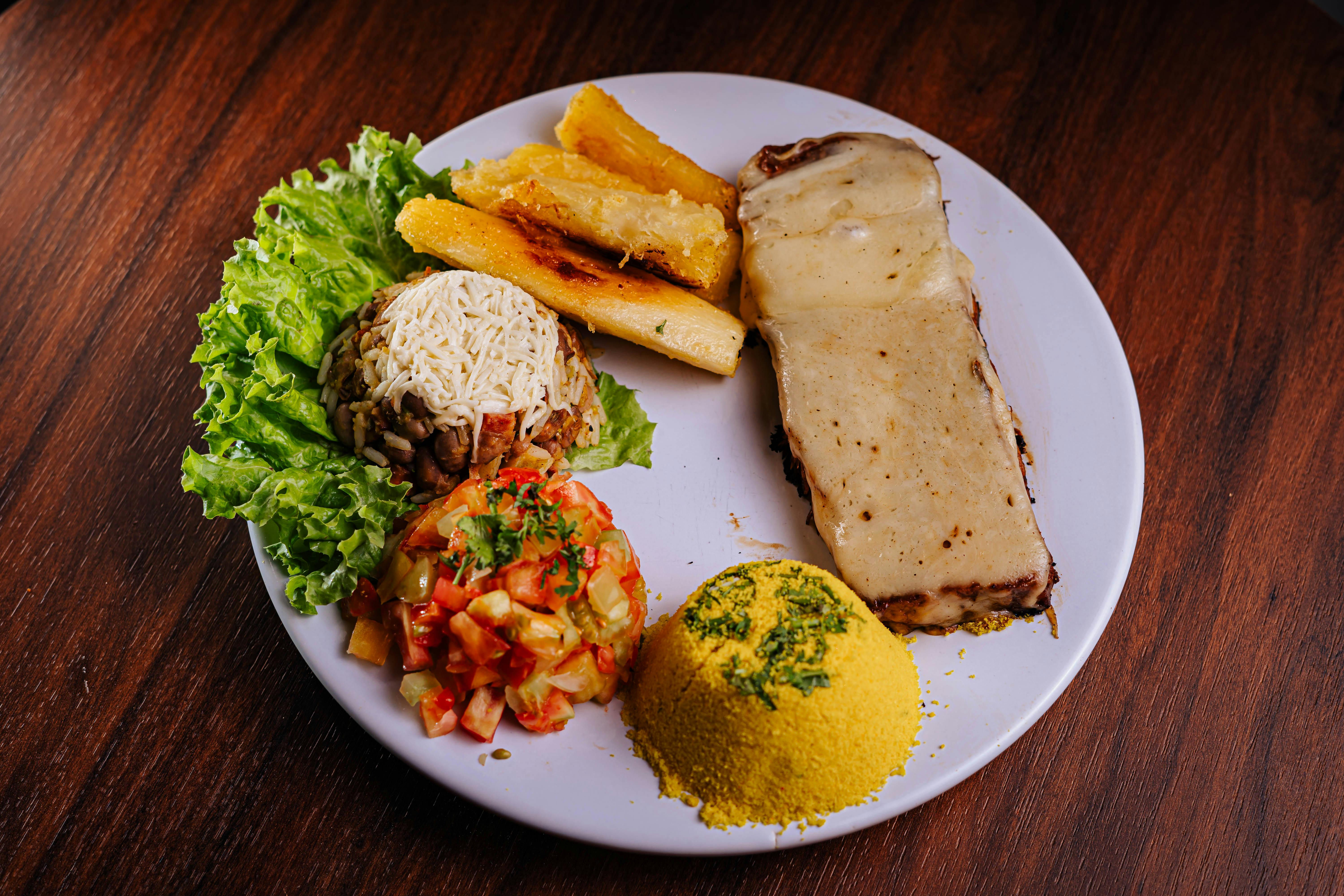 Delicious Brazilian Cuisine Plated with Variety