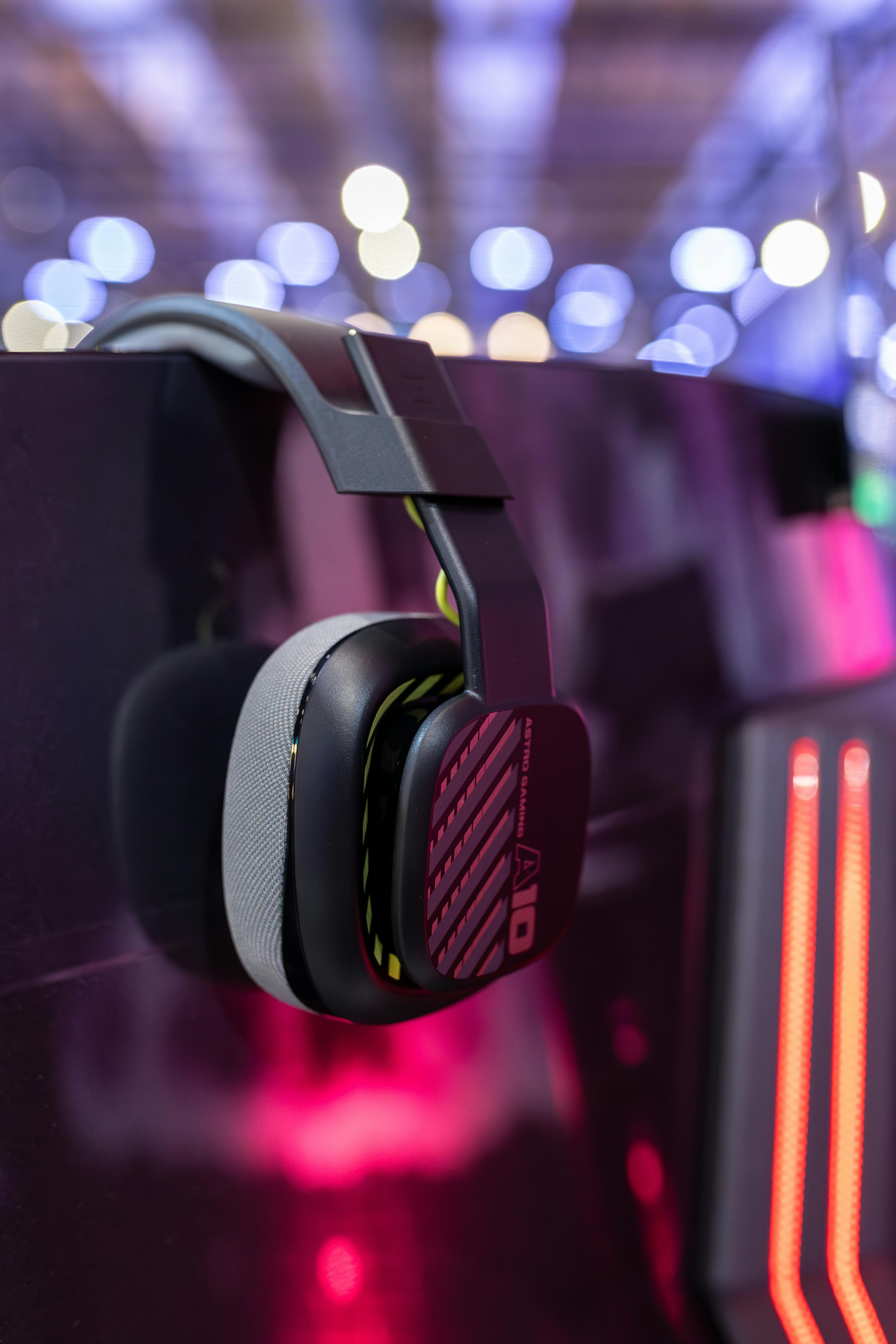 Modern gaming headset with bokeh lights