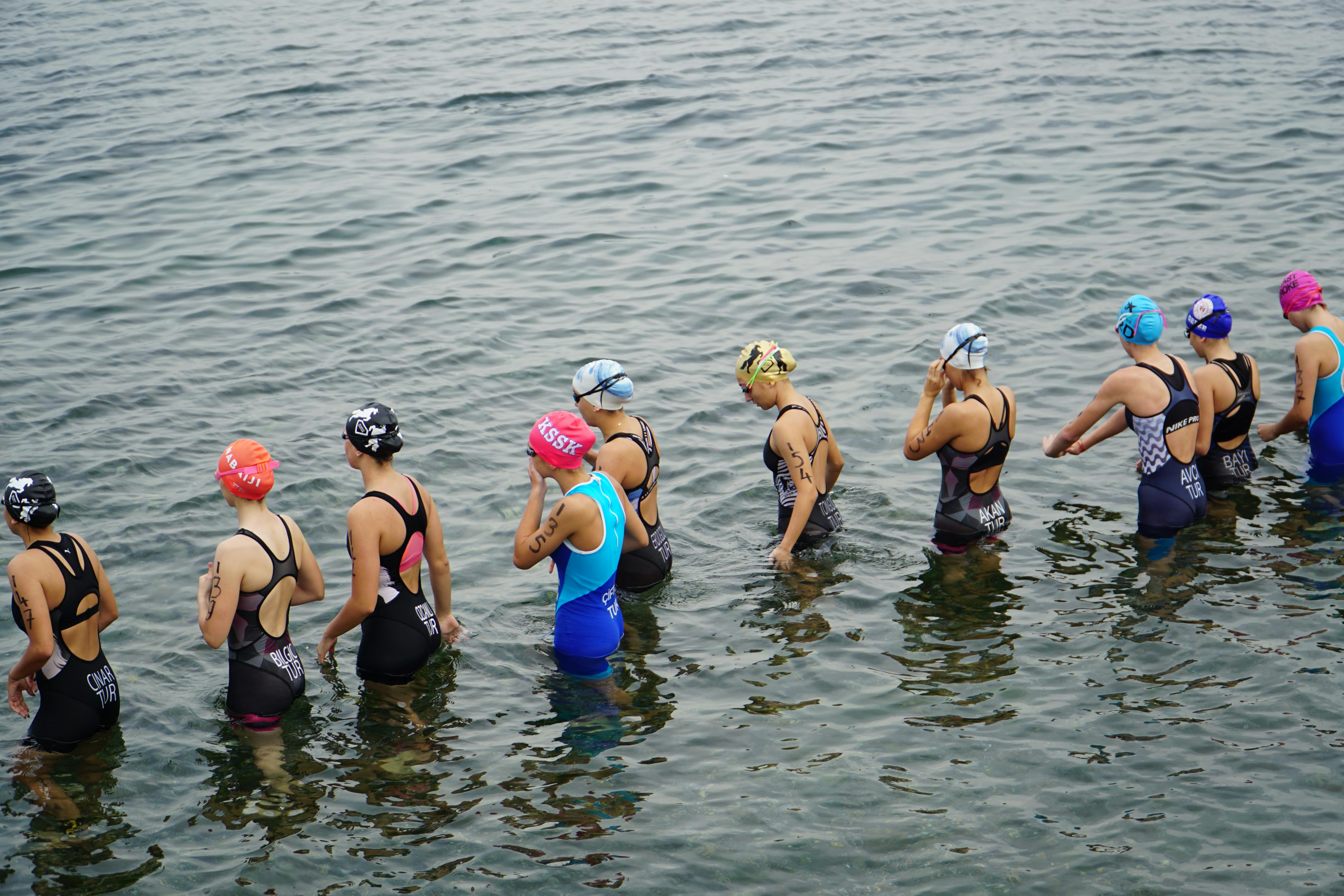 Triathletes Preparing for Swim in Mudanya Türkiye