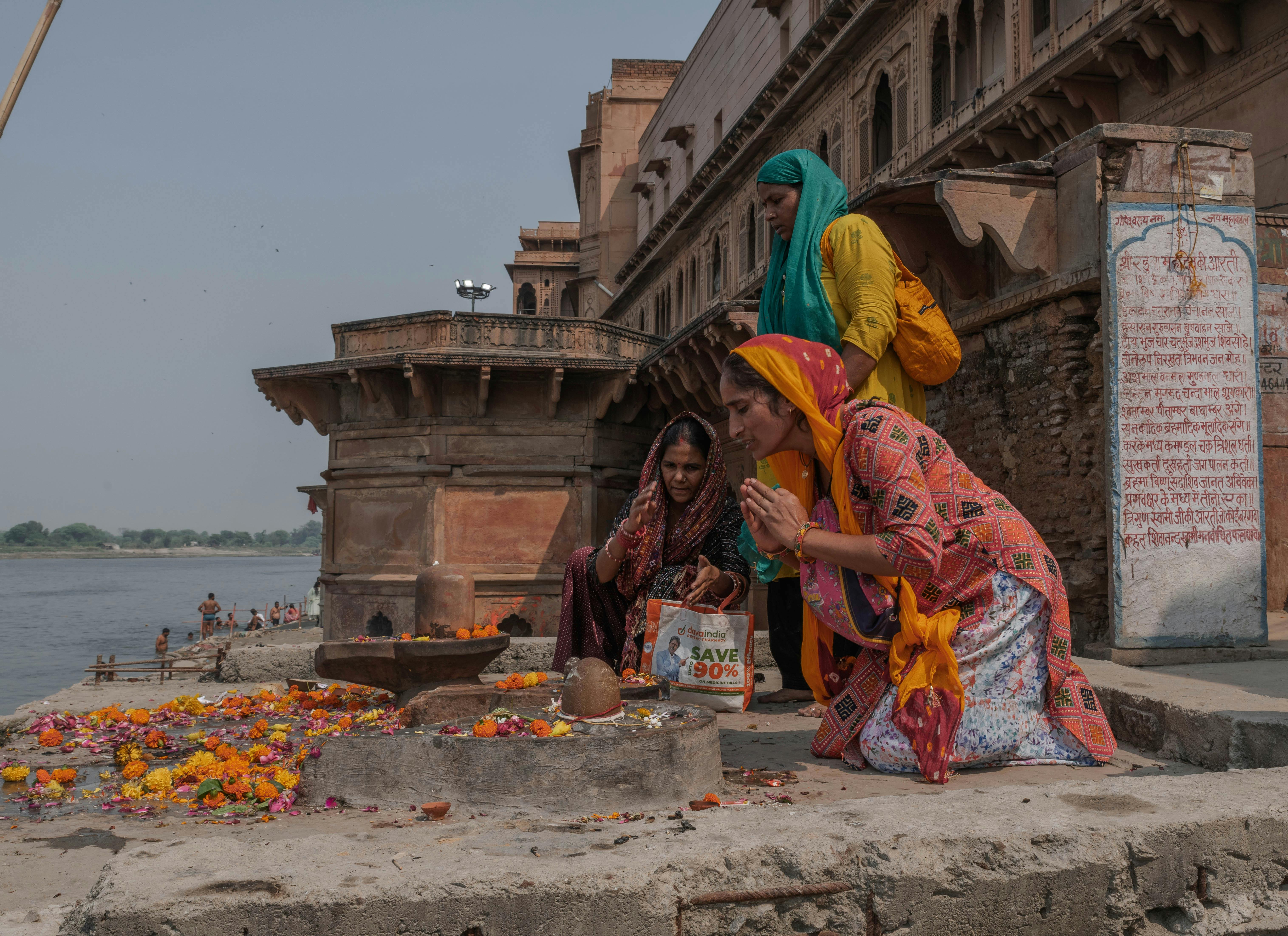 Women Performing Rituals by the Yamuna River