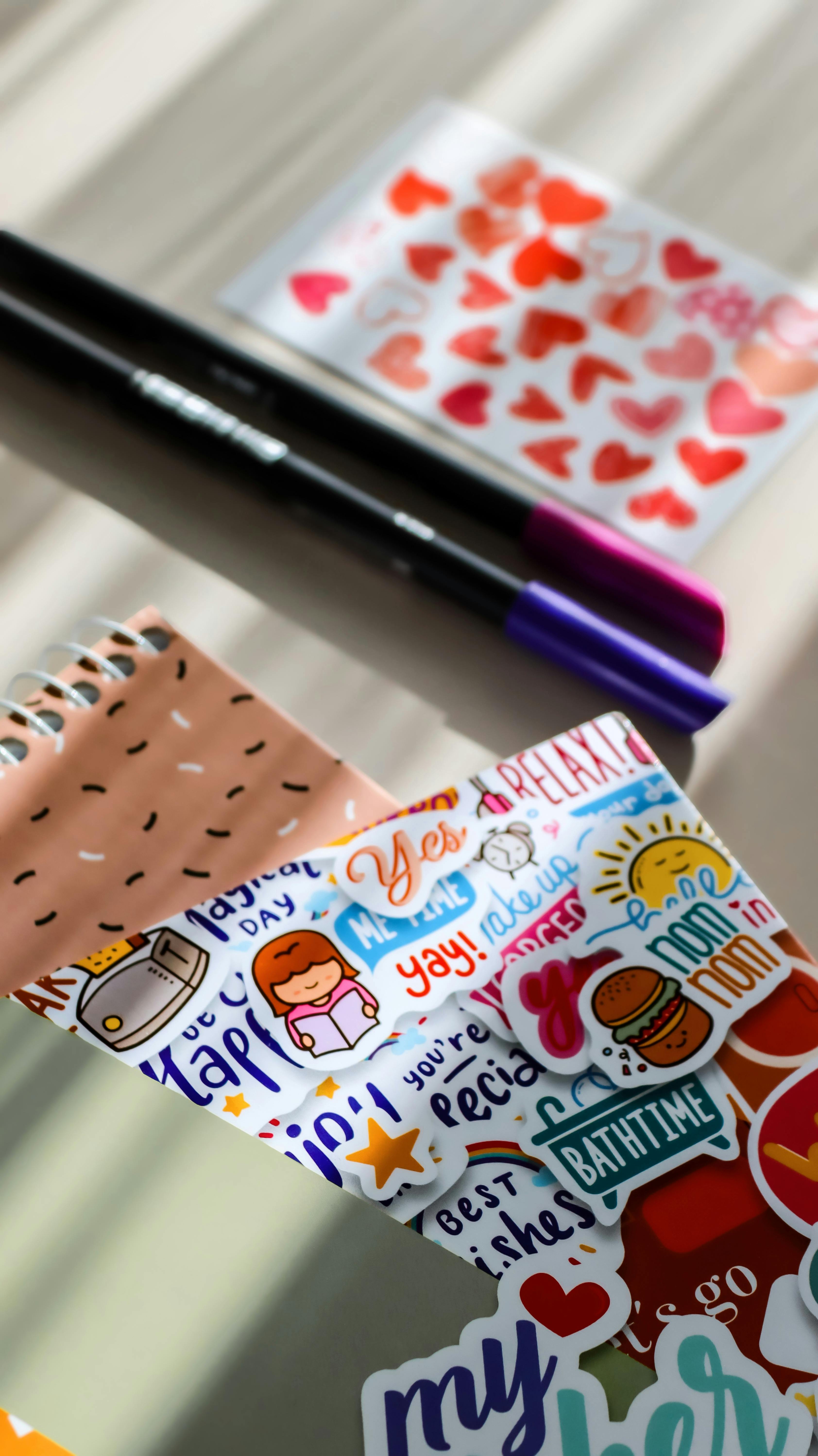 Colorful Stationery and Stickers Composition