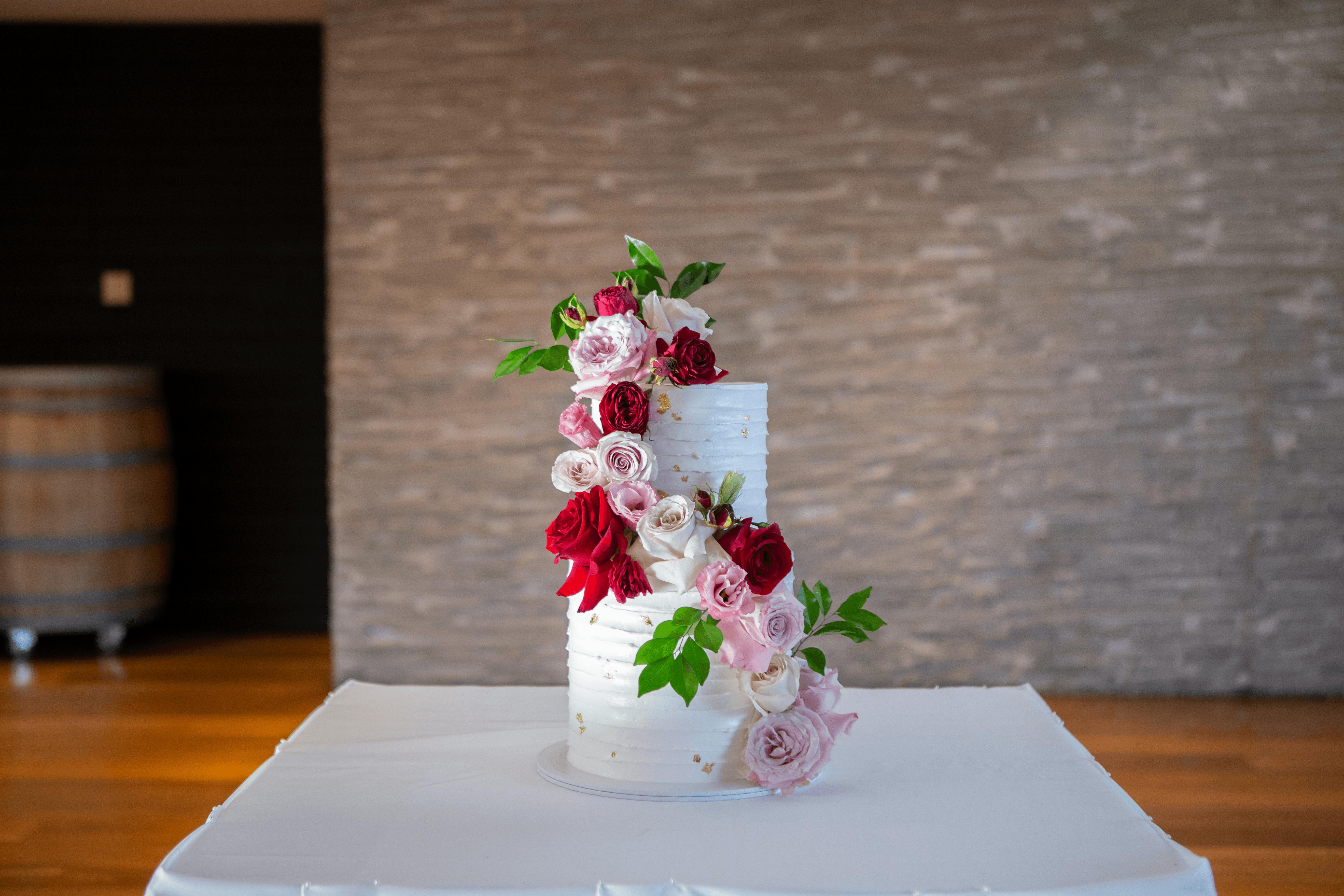 White Cake With Flowers